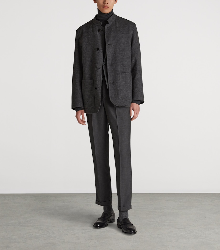 Wool Reversible Double-Faced Driving Jacket 013CHARCOAL MELANGE Image 4