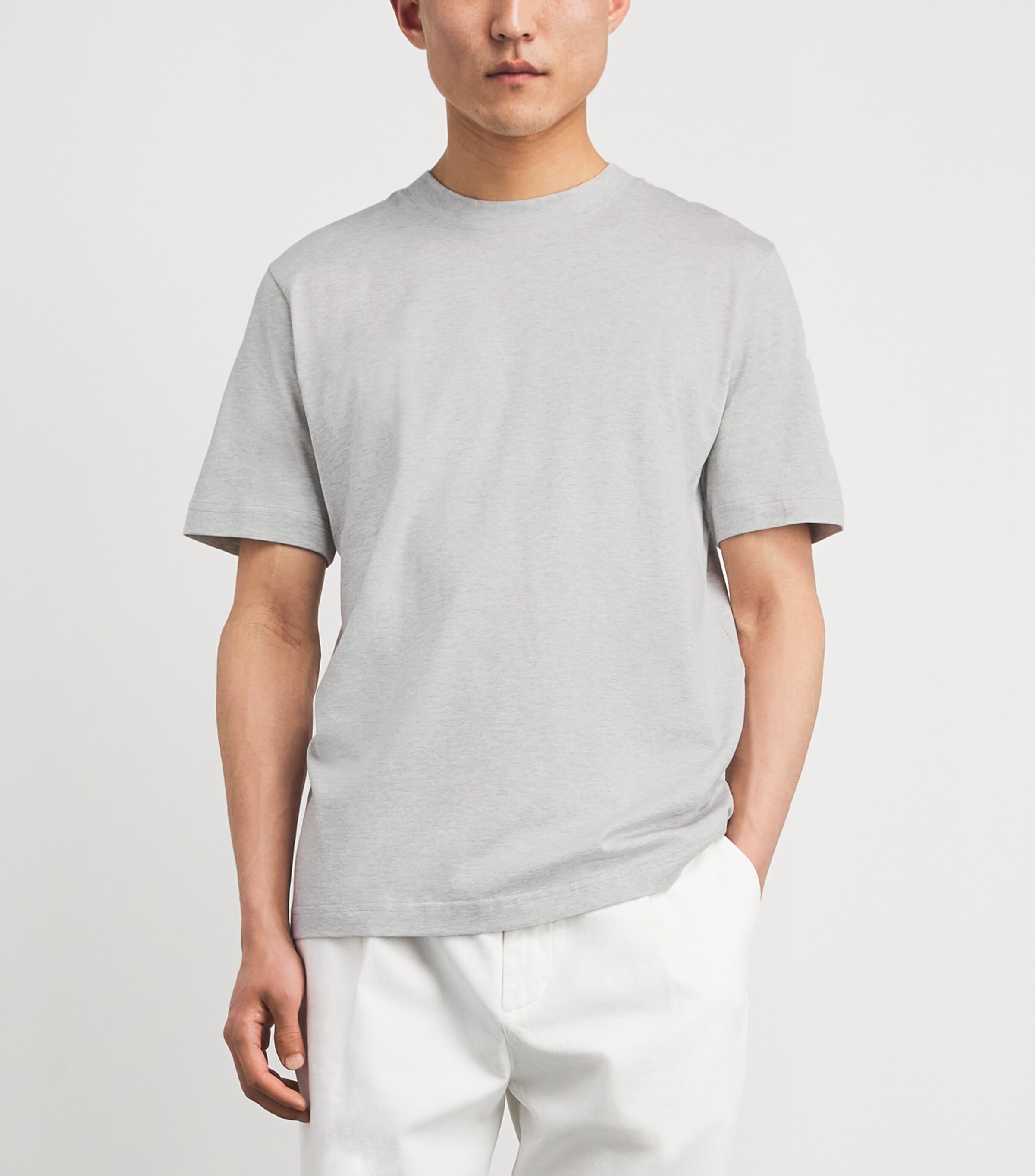 Eleventy Mens Cotton T-Shirt Grigio Chiaro Image 4