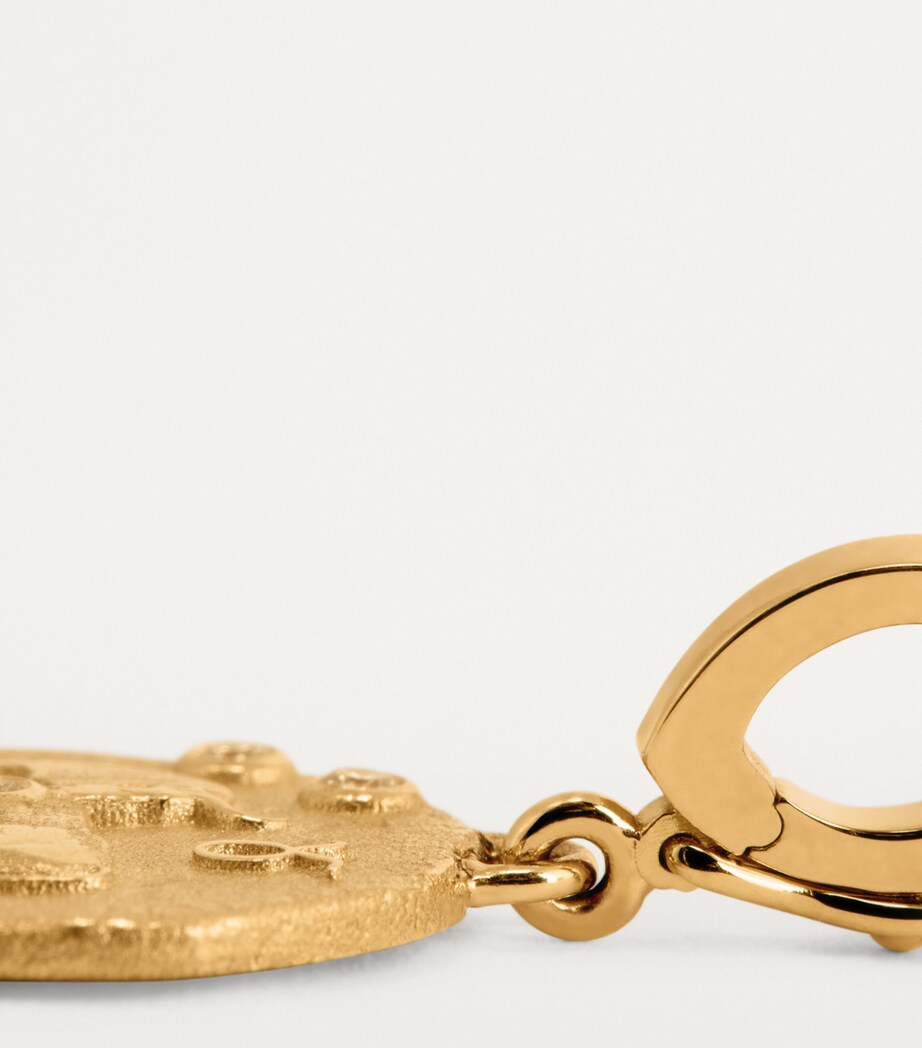 Azlee Small Yellow Gold and Diamond Taurus Coin Charm Yellow Gold Image 5