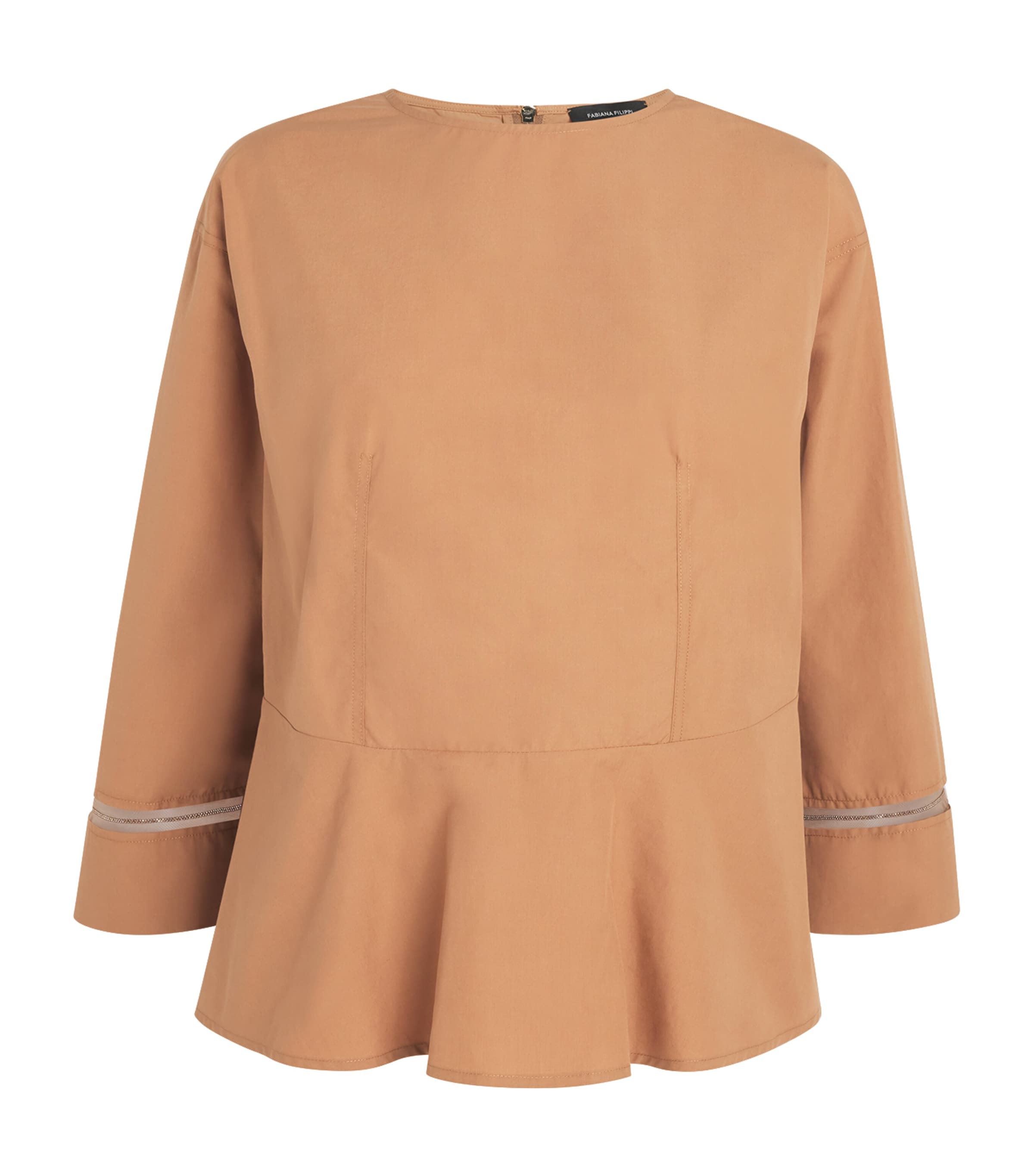 Fabiana Filippi Womens Cotton Embellished Peplum Top Vimini Image 1