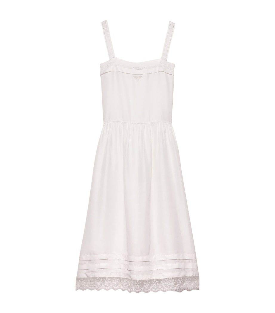 Prada Womens Cupro-Silk Embroidered Midi Dress Neutral Image 1