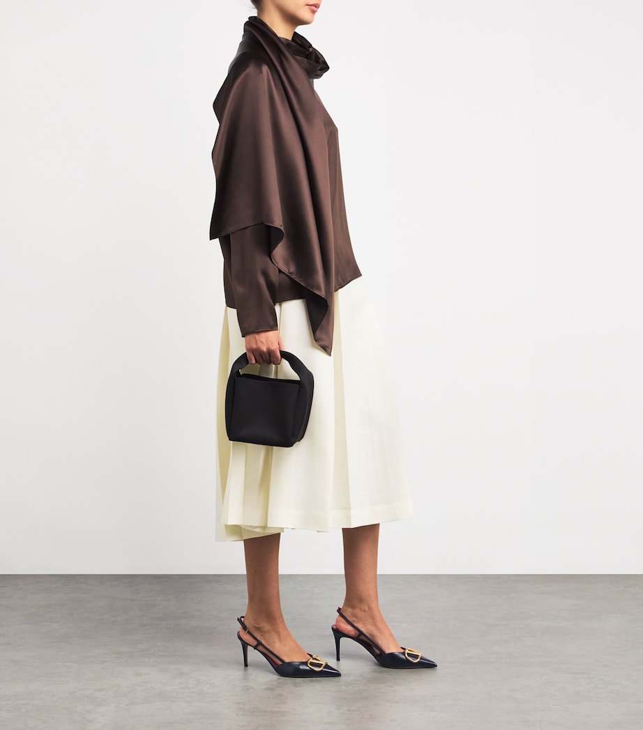 Valentino Garavani VLOGO Slingback Pumps 80 BLACK Image 5