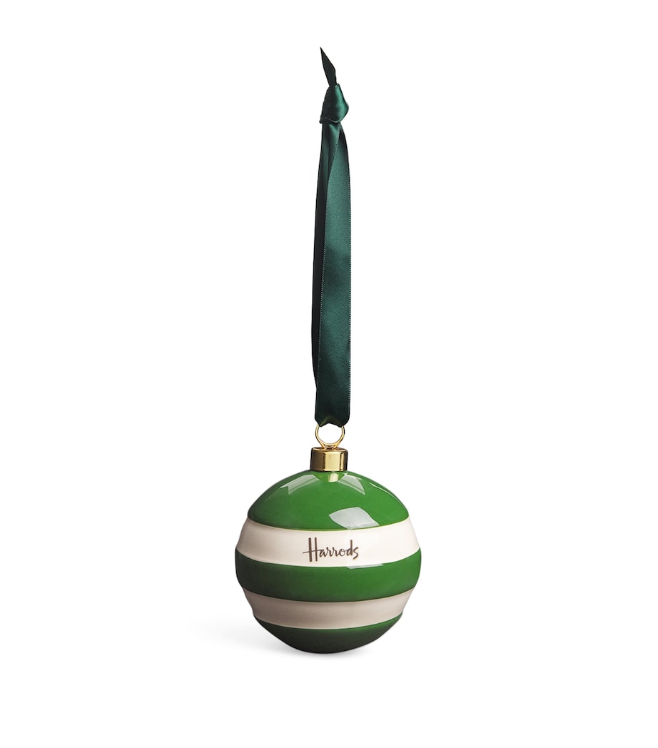 Ceramic Cornish Stripe Bauble HARRODS GREEN Image 1