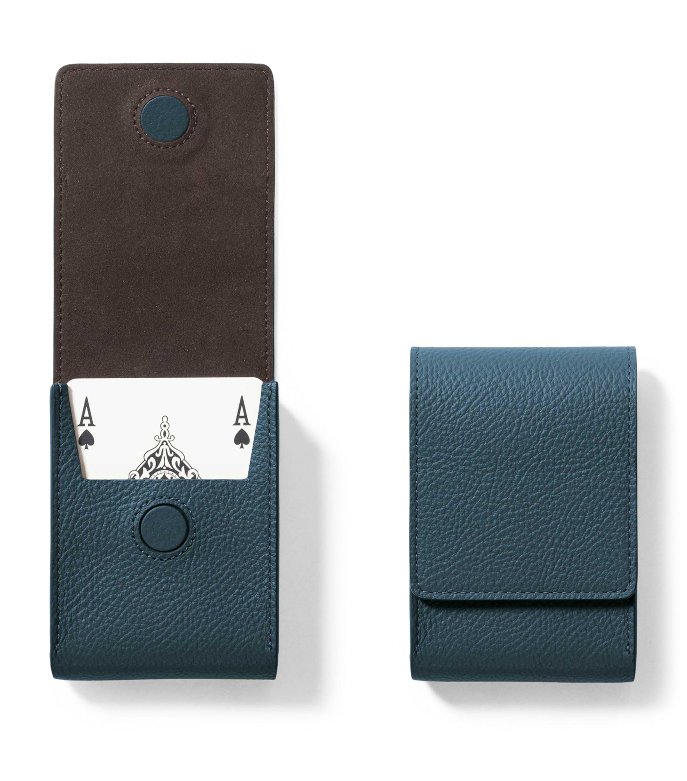Poltrona Frau Leather Playing Cards Pouch Mineral Blue Image 1