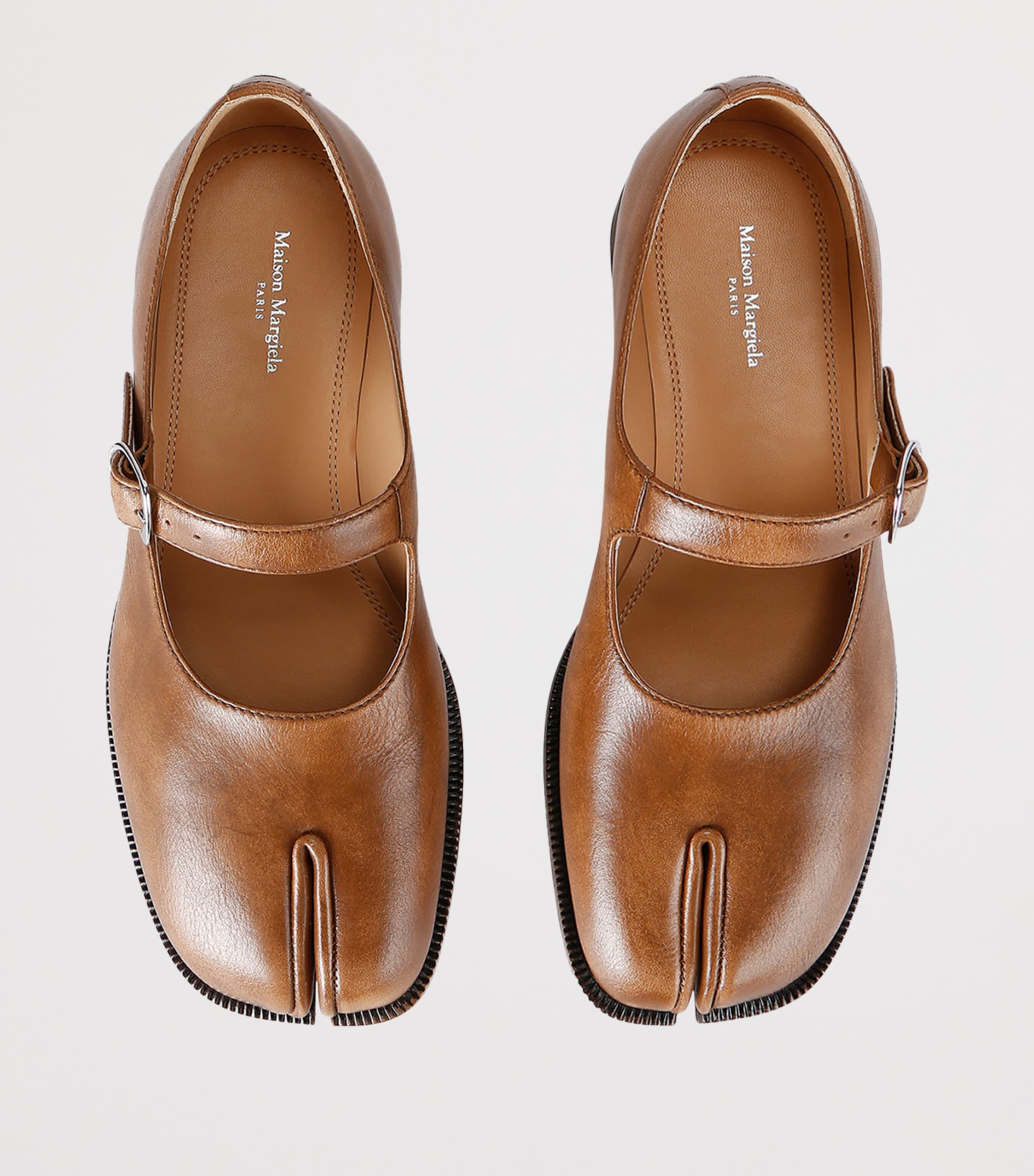 Maison Margiela Sun-Bleached Leather Tabi Mary Jane Shoes