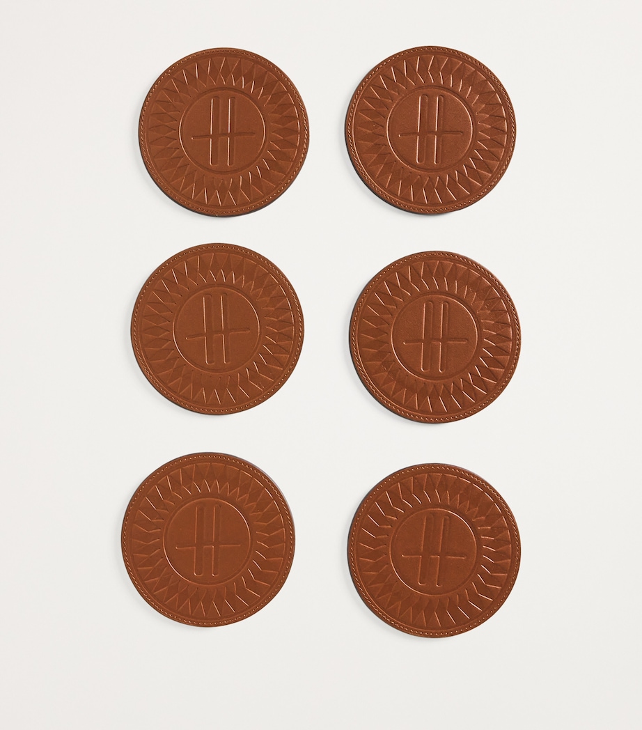 Logo Leather Coasters (Set of 4) TAN Image 2