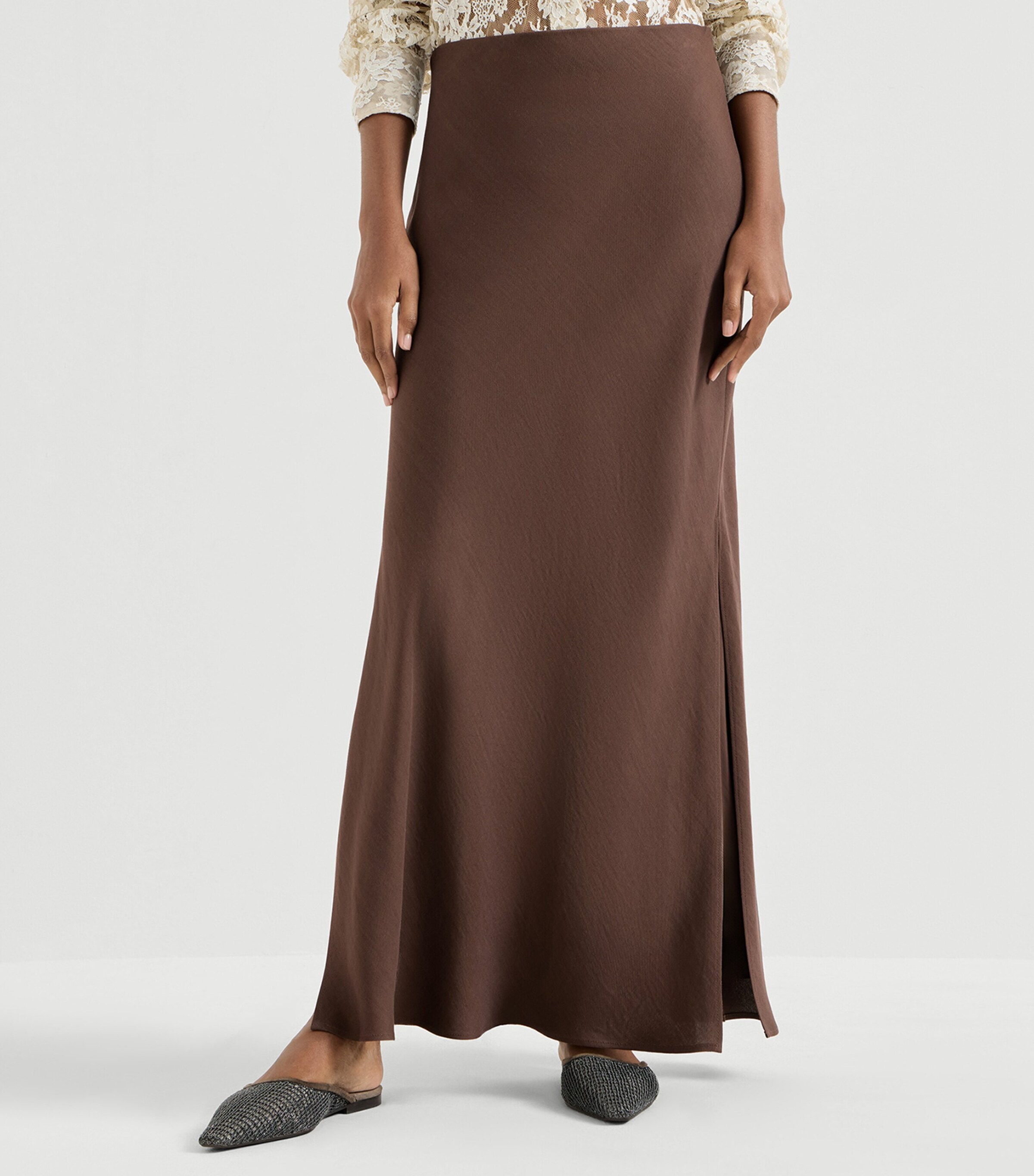 Brunello Cucinelli Womens Twill Maxi Skirt Image 3