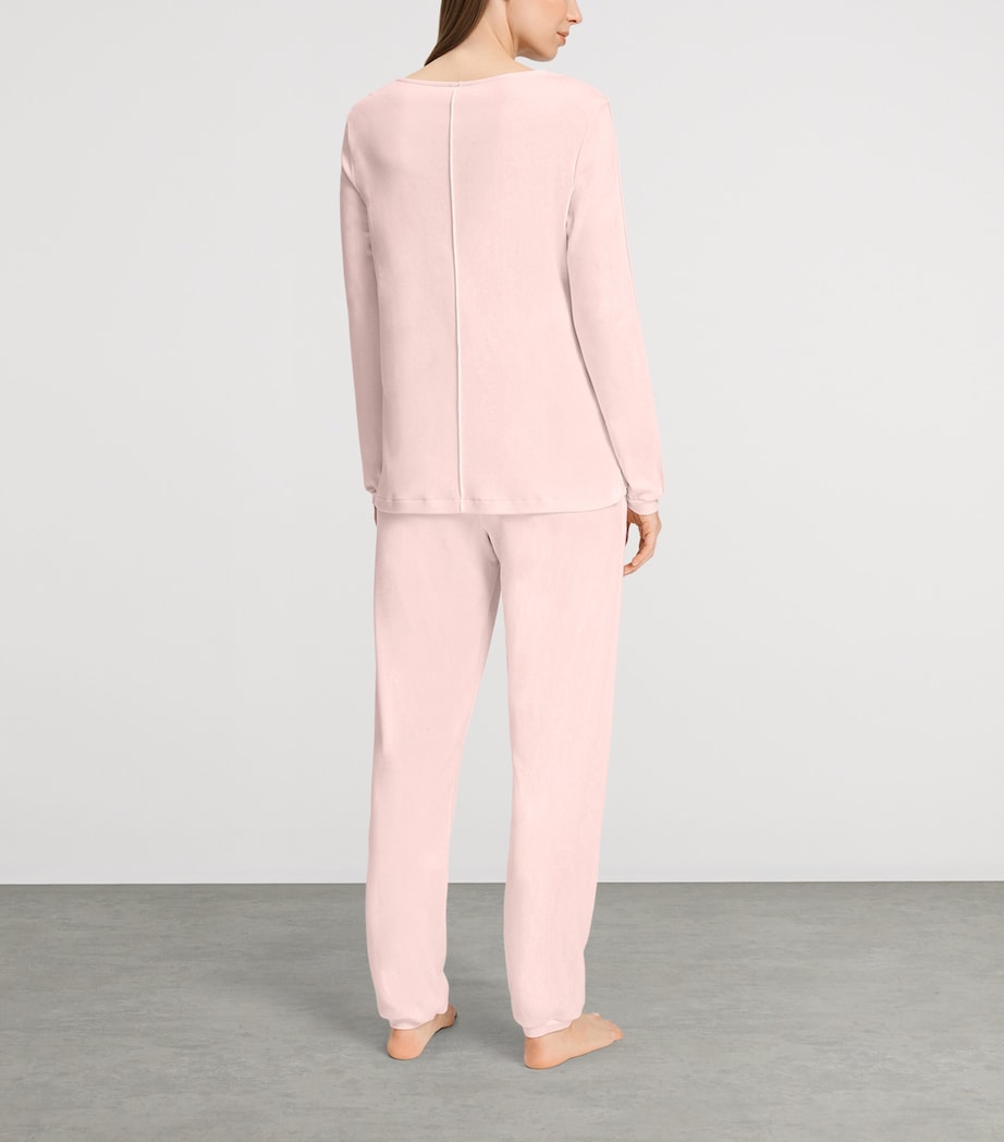 Hanro Womens Cotton Franca Pyjama Set Rosewater Image 4