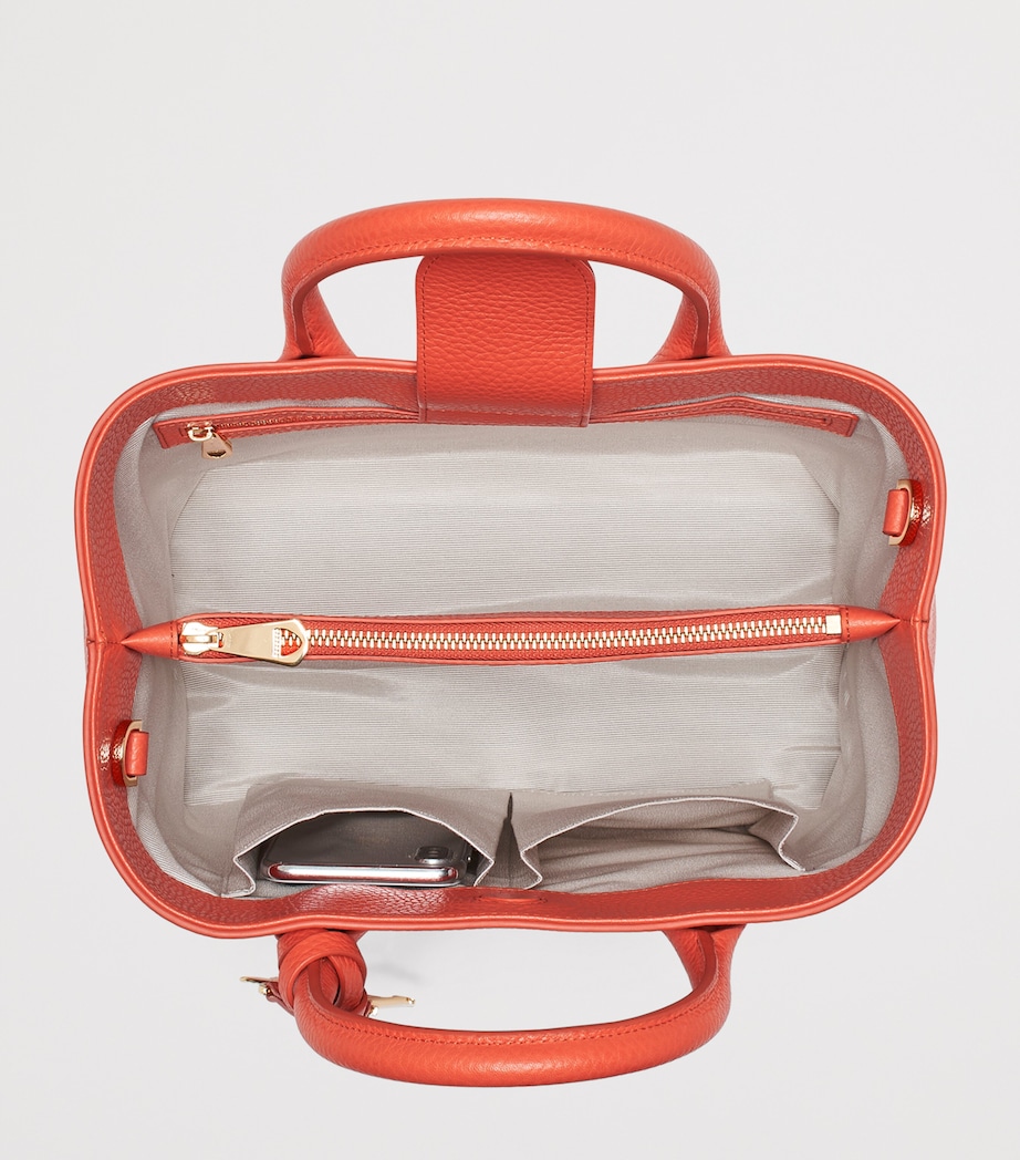 Medium Leather London Tote Bag CORAL Image 5