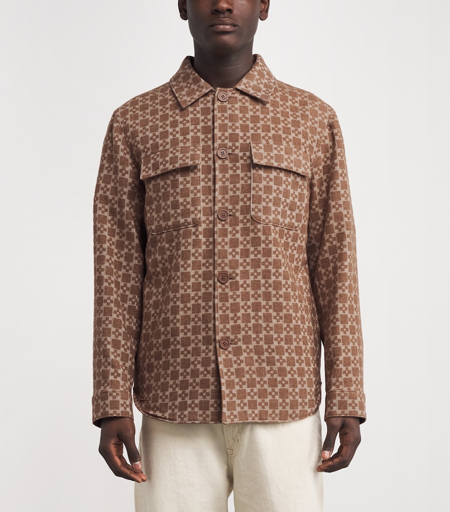 Virgin Wool-Blend Check Overshirt CAMEL Image 3