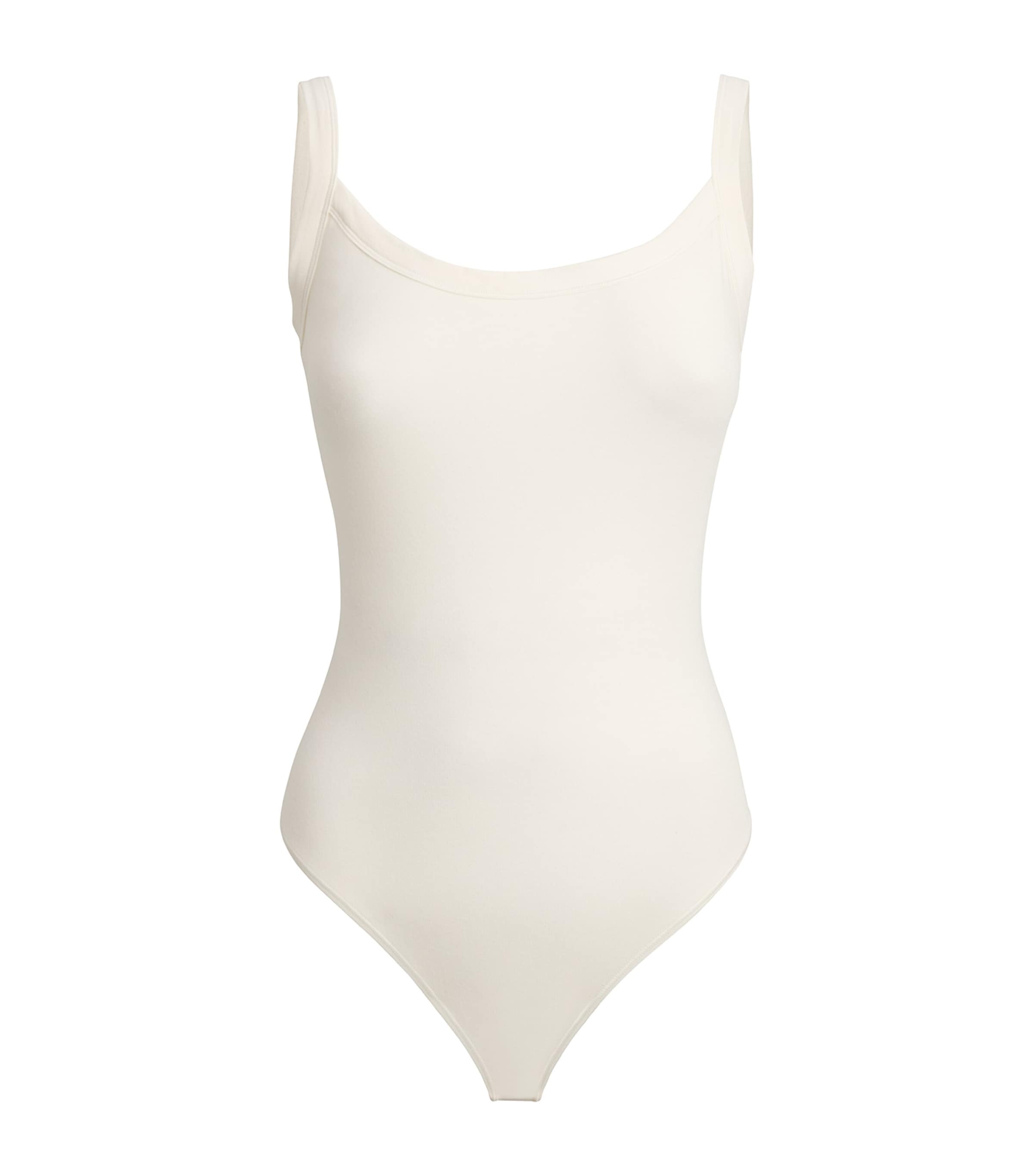 Skims Stretch Cotton Jersey Bodysuit In White