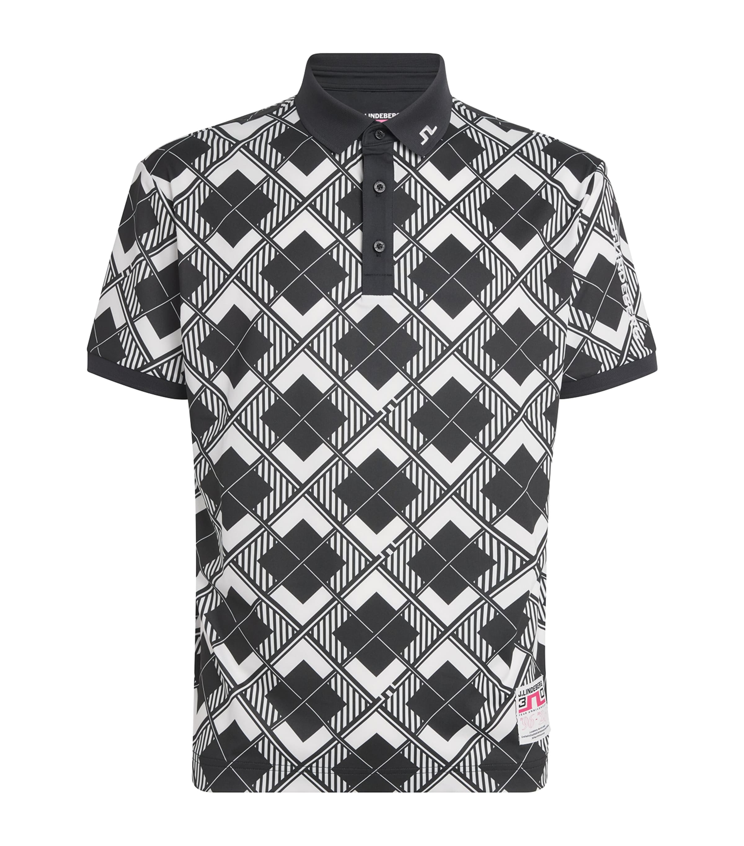 J Lindeberg Mens 30Y Tour Tech Argyle Polo Shirt Argyle Image 1