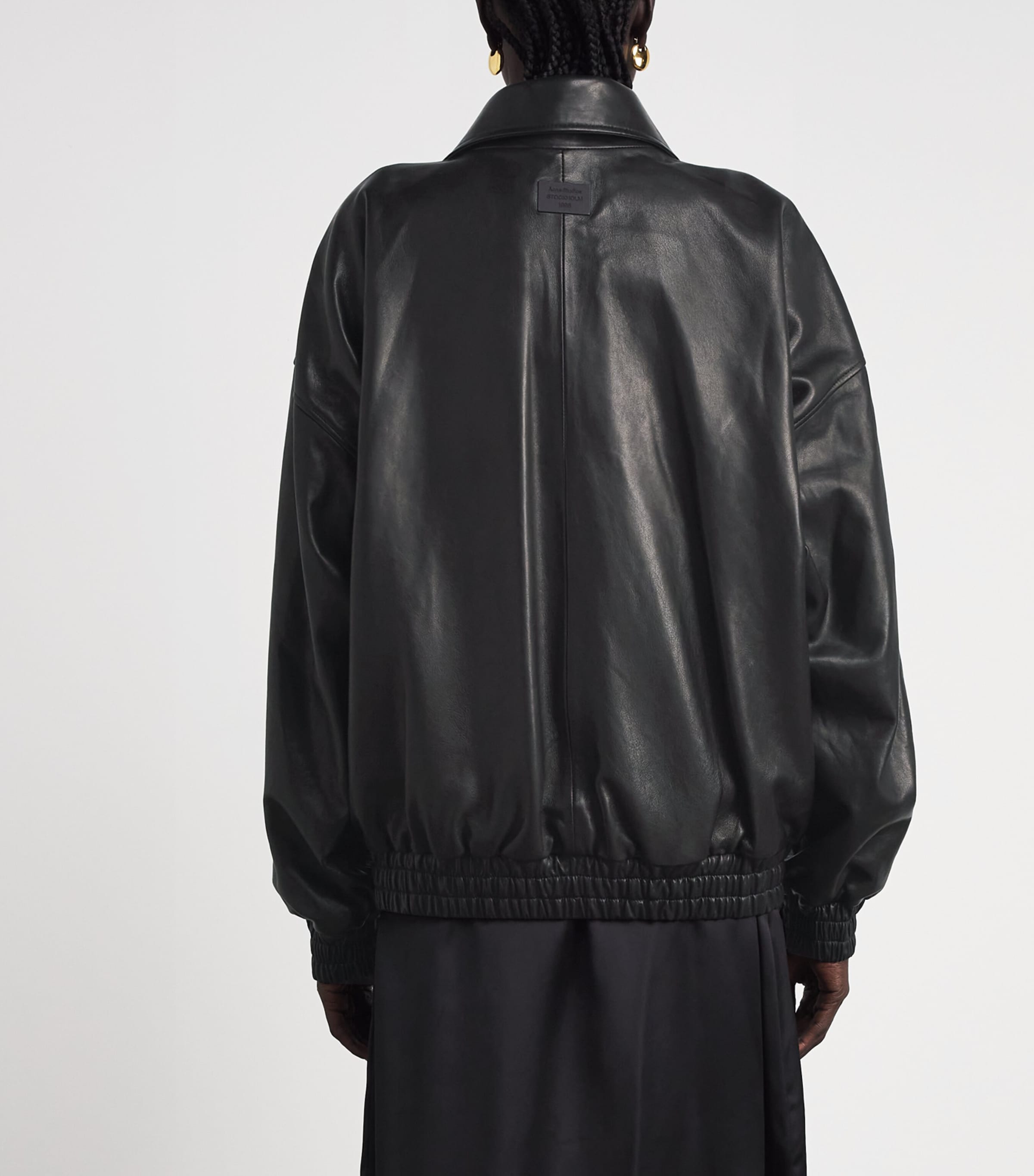 Acne Studios Womens Leather Bomber Jacket Black Image 5