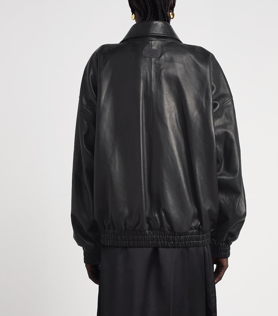 Acne Studios Womens Leather Bomber Jacket Black Image 5