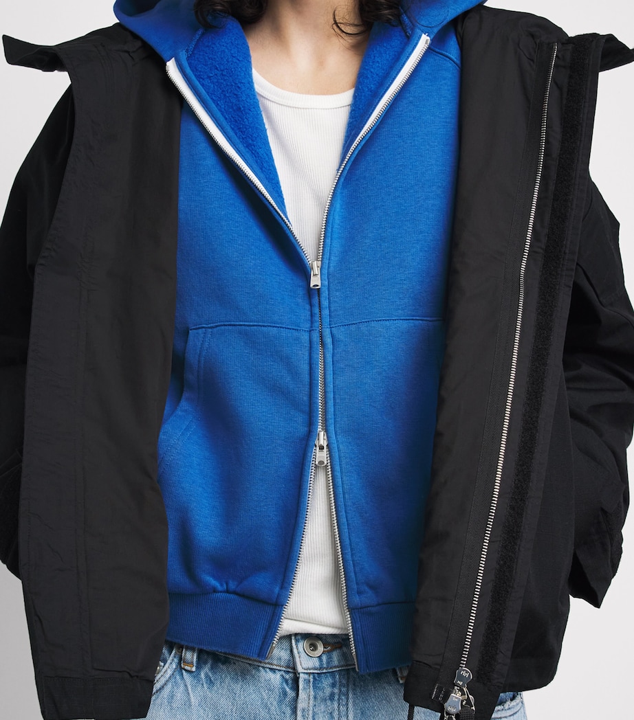 Cole Buxton Mens Zip-Up Cropped Hoodie Blue Image 3
