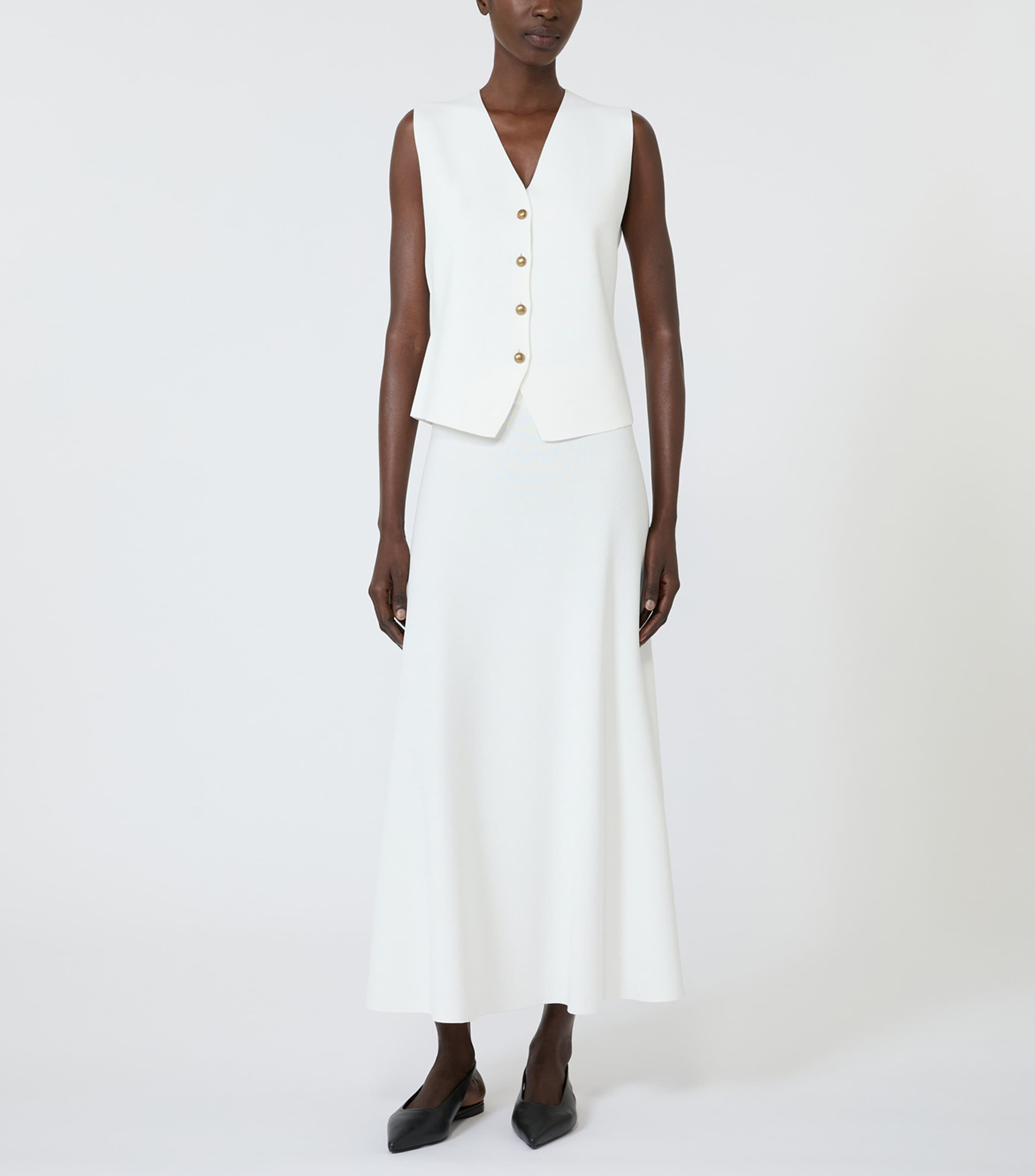 Max Mara Womens Crêpe Knitted Waistcoat White Image 2