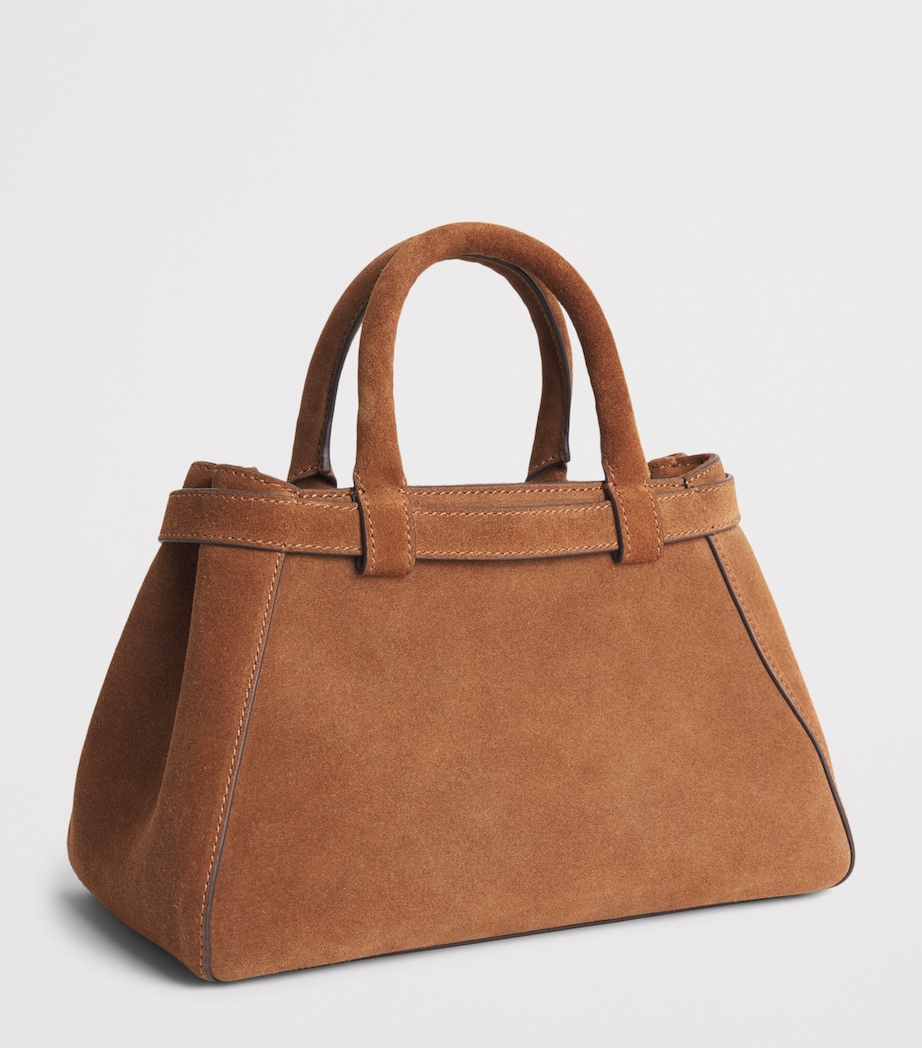 Harrods Small Suede Grace Top-Handle Bag Tan Image 3