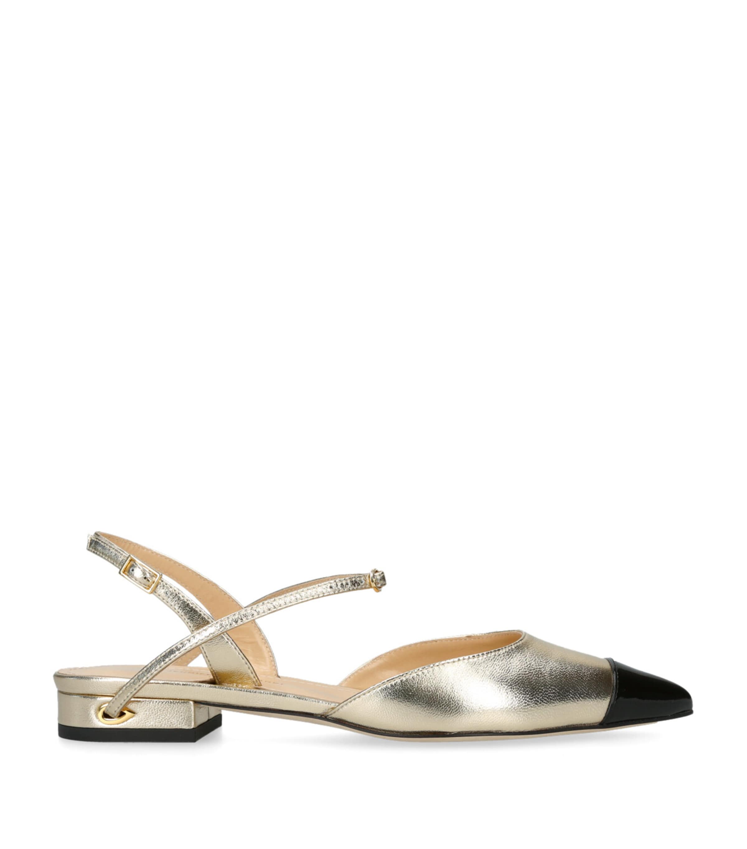 Jennifer Chamandi Vittorio 20 Metallic Leather Pointed-toe Slingback Flats In Gold