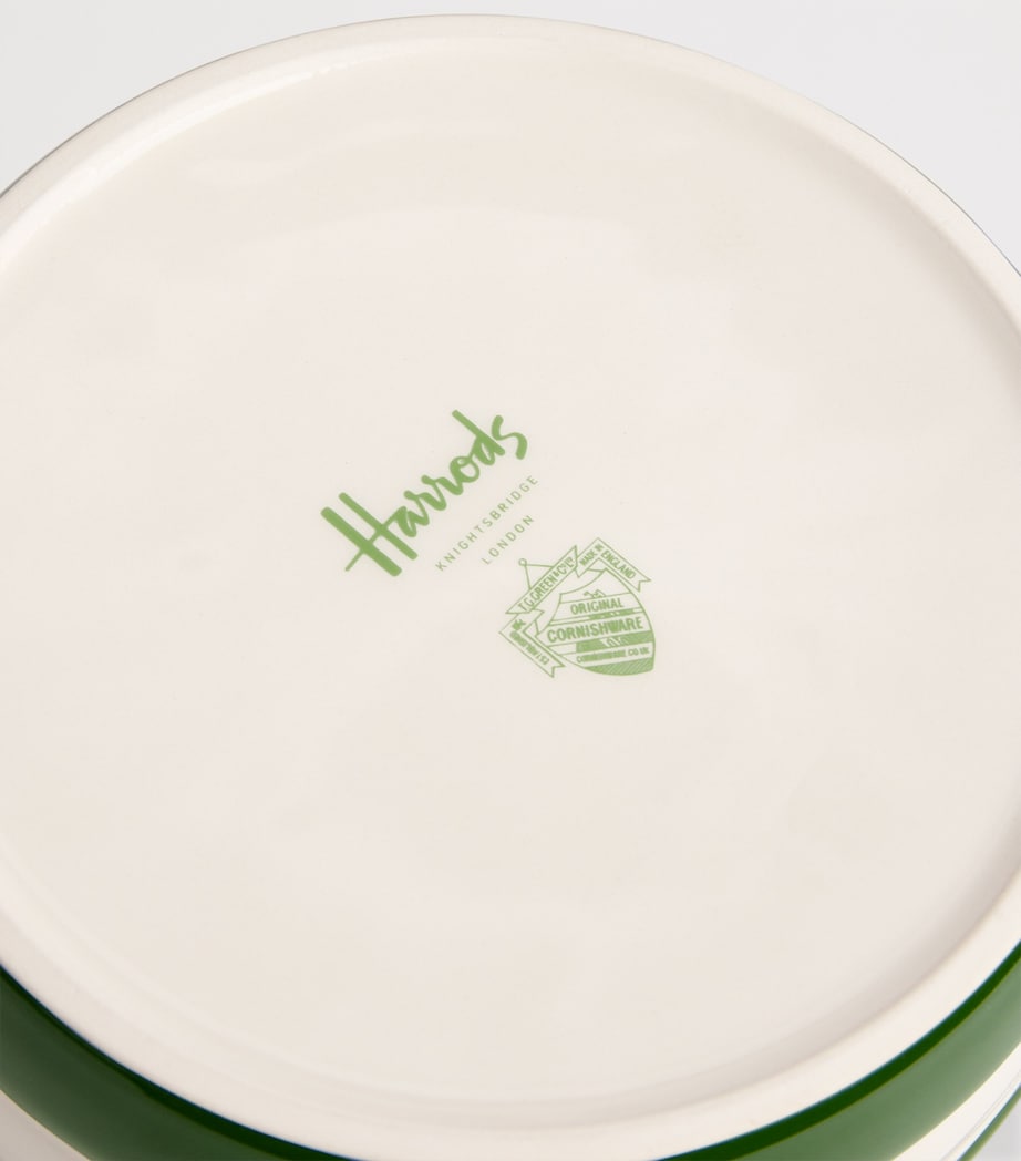Harrods Ceramic Cornish Stripe Pet Bowl (20cm) Green Image 3