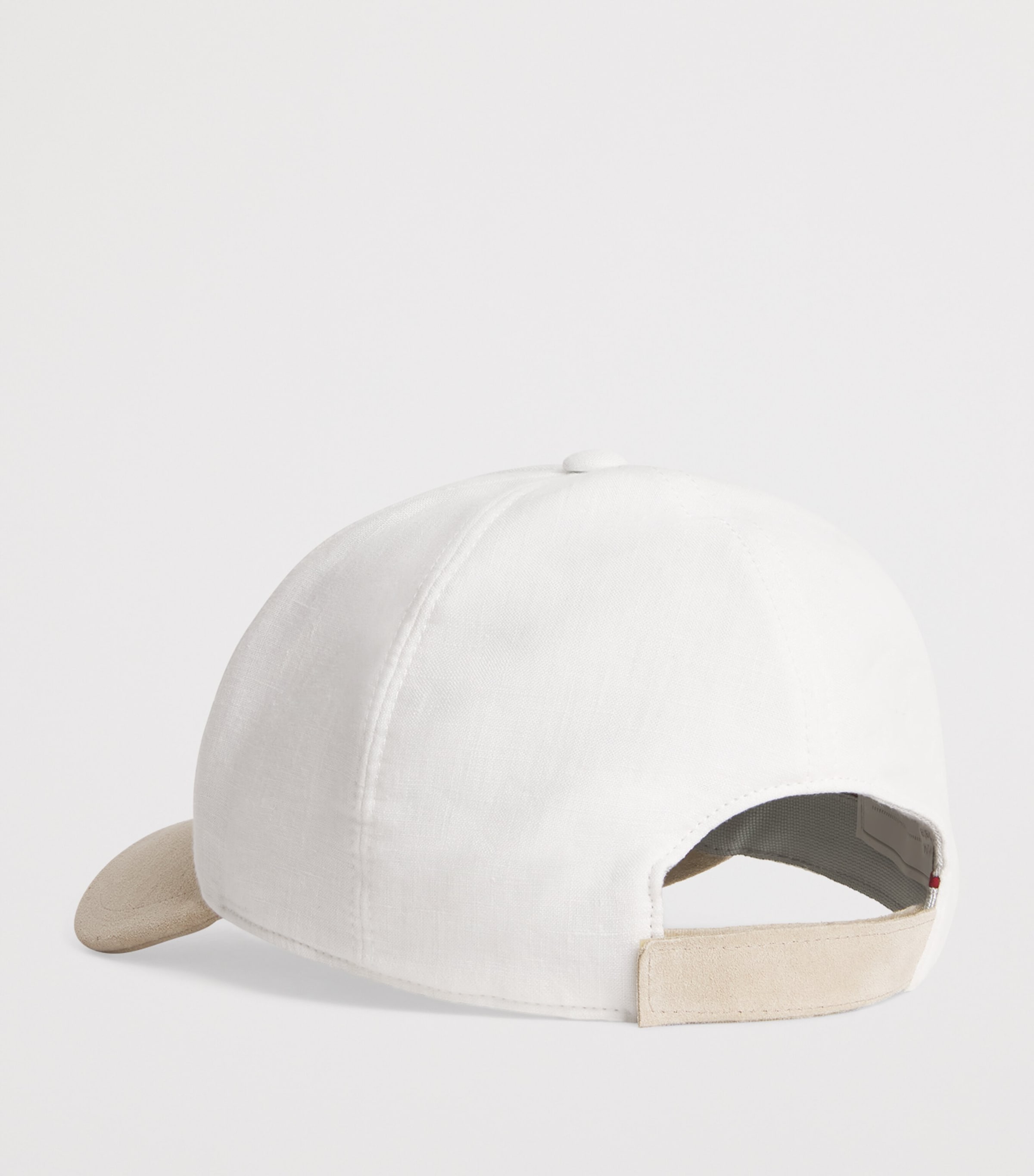 Eleventy x Harrods Suede-Trimmed Linen Baseball Cap Bianco Image 3
