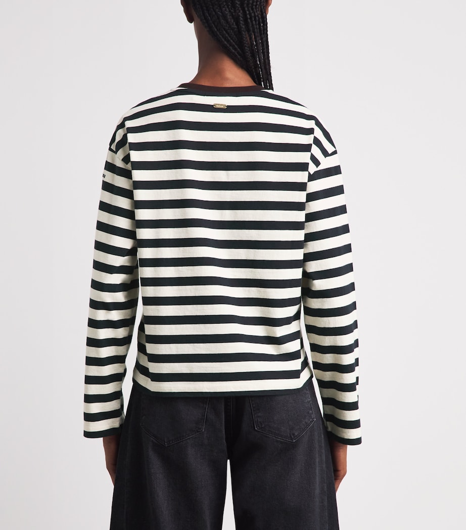 Barbour Womens Cotton Stripe Woodhouse Long-Sleeve T-Shirt Dark Navy /birch Image 5