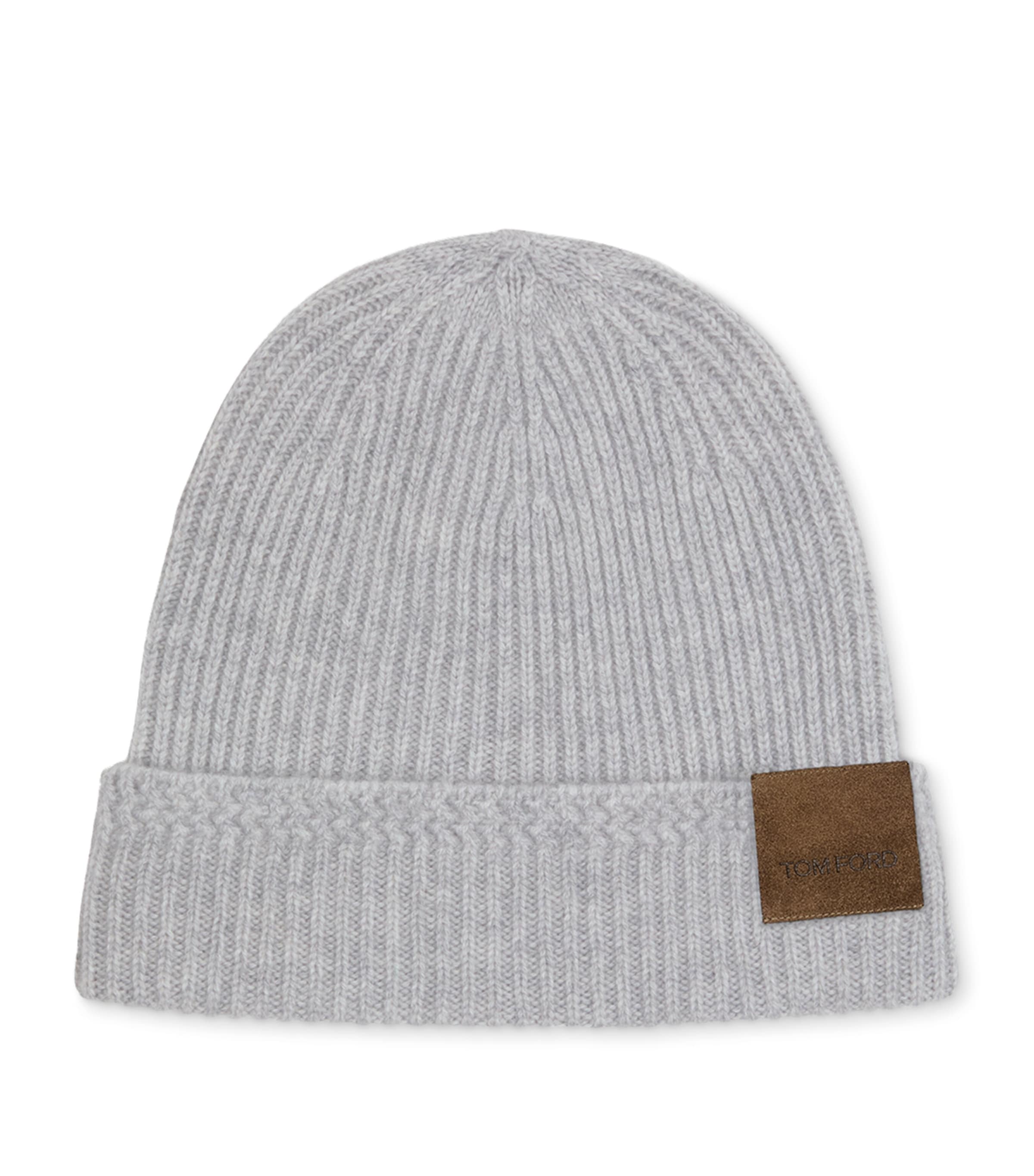 Tom Ford Cashmere Logo Beanie In Gray