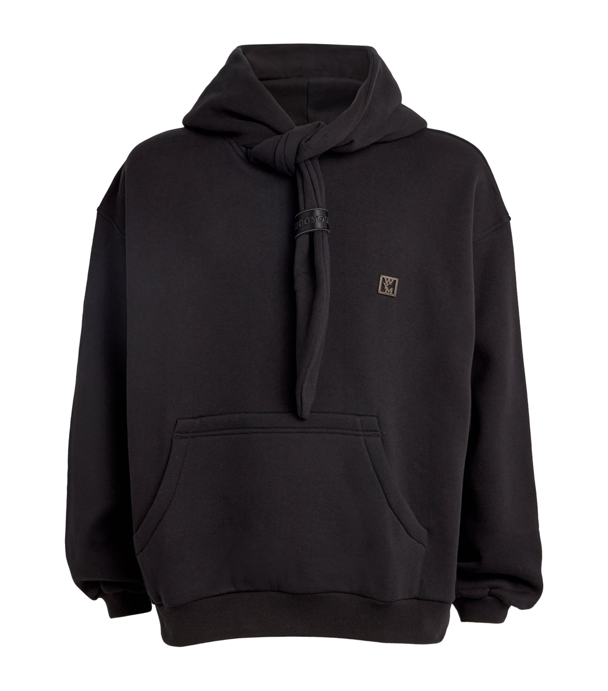 Wooyoungmi Cotton Tie-neck Hoodie In Black