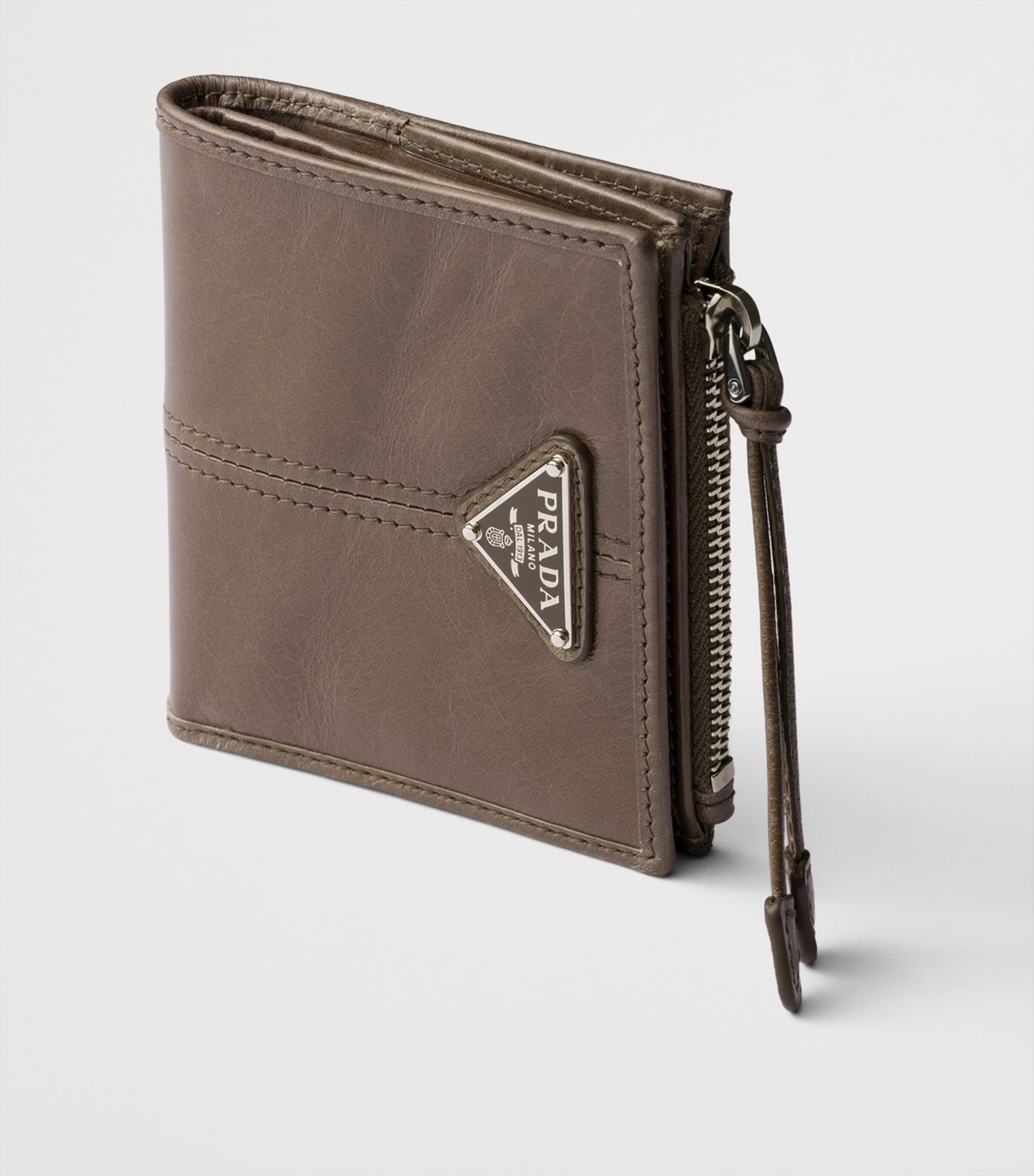Prada Small Leather Wallet Grey Image 4