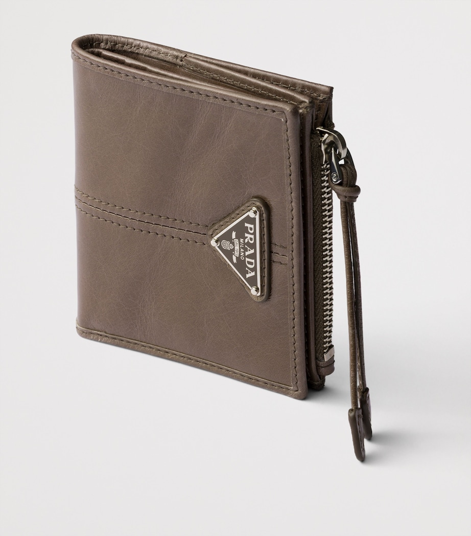 Prada Small Leather Wallet Grey Image 4
