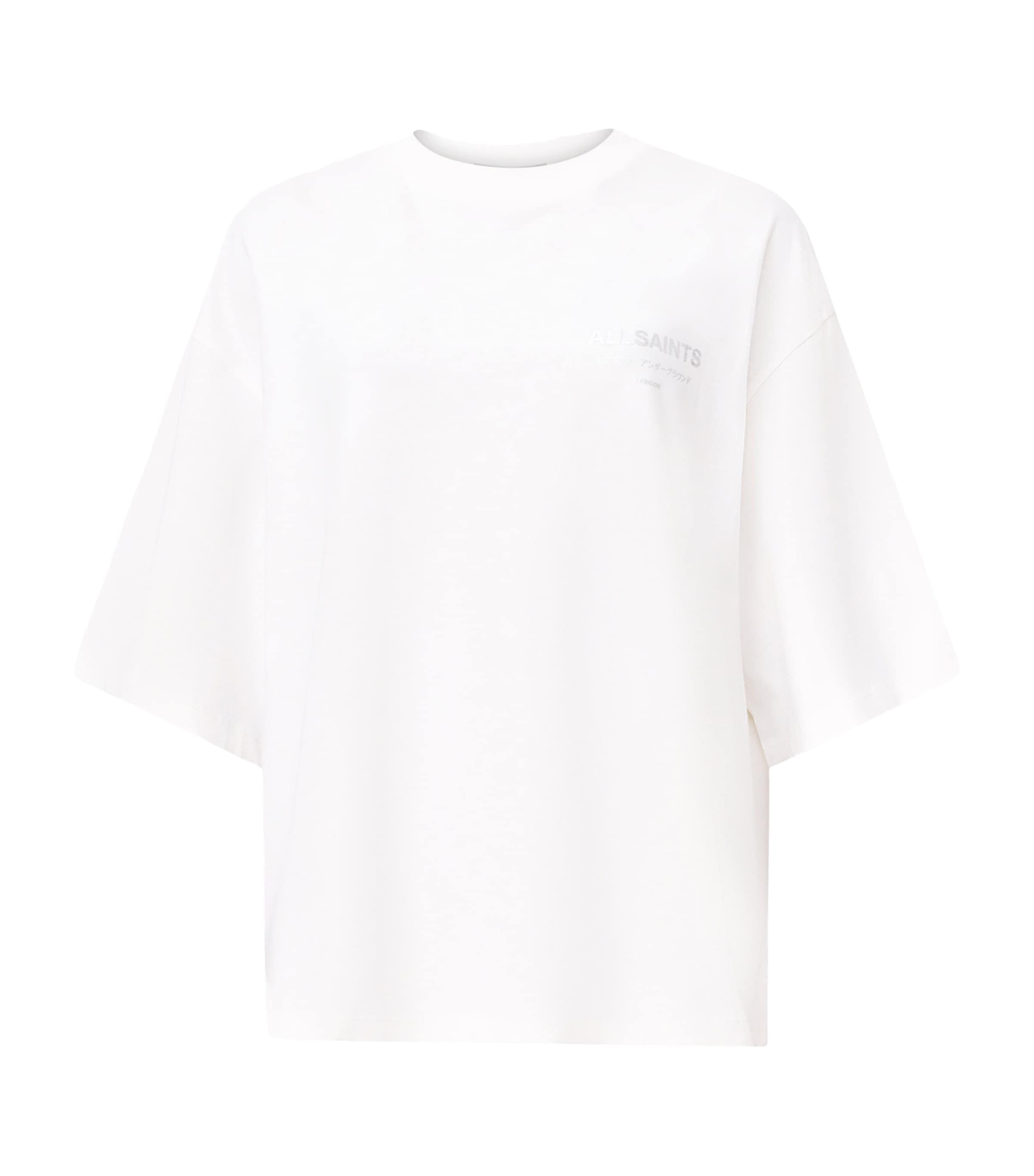 Allsaints Womens White Under Amelie Logo-embroidered Relaxed-fit Cotton T-shirt In White