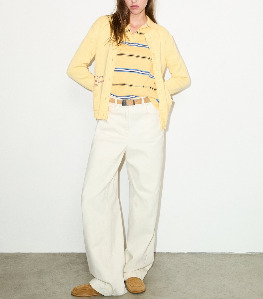 MAX&Co. Womens Embroidered Cardigan Yellow Image 2