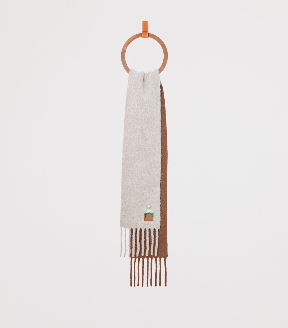Alpaca-Blend Embroidered Scarf LIGHT GREY/BROWN Image 2