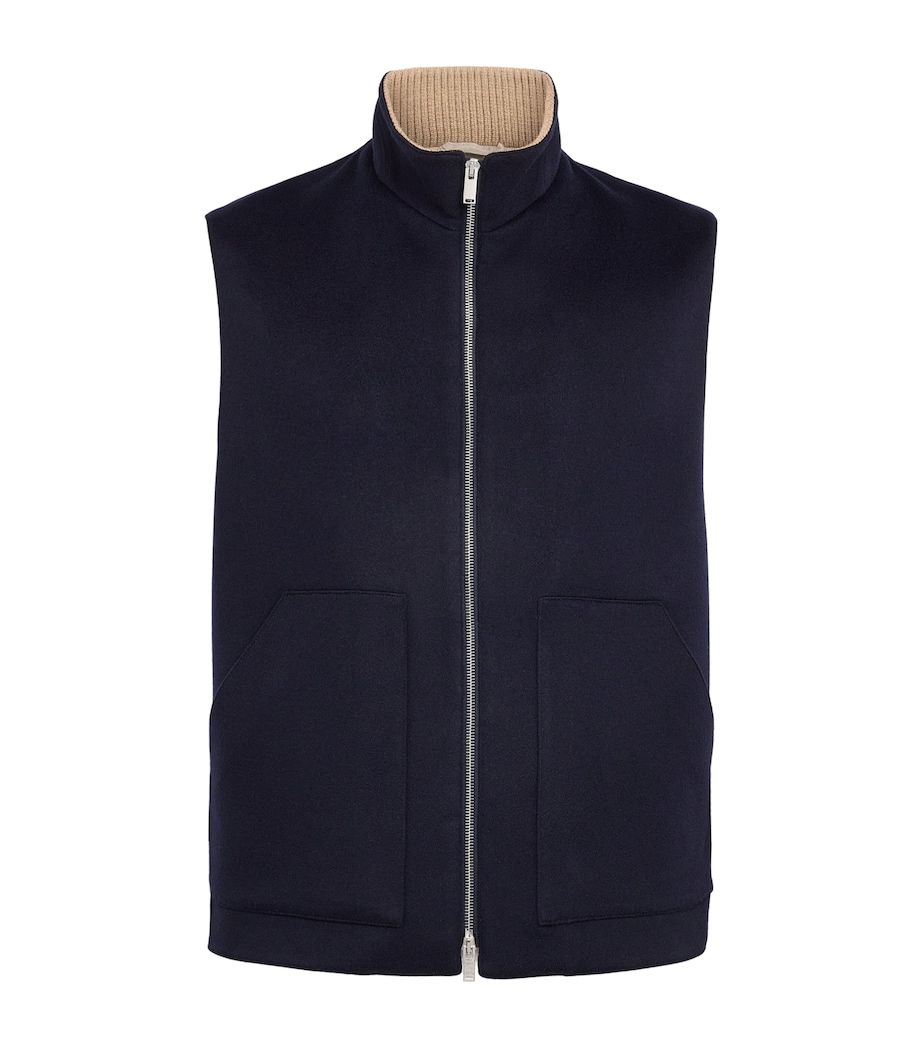 Lardini Mens Wool-Cashmere Gilet Navy Image 1