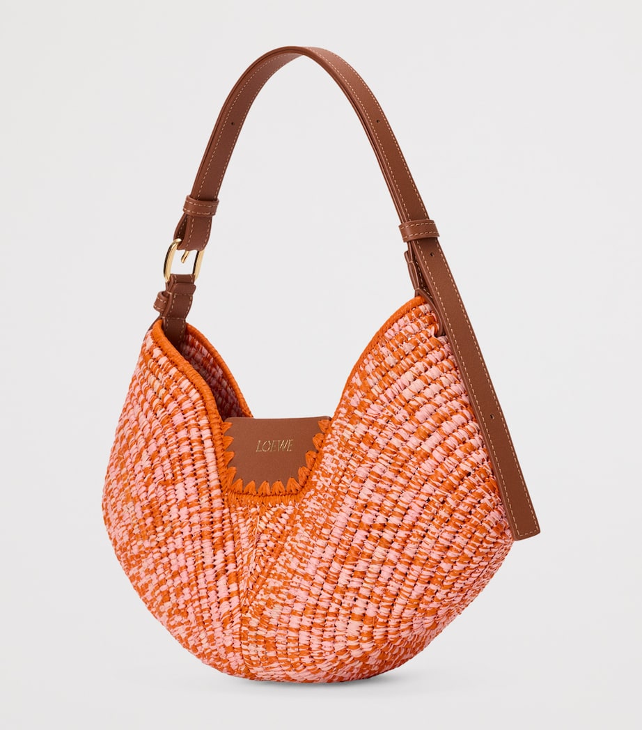 LOEWE x Paula's Ibiza Medium Raffia Swing Shoulder Bag Bright Orange/pink Image 2
