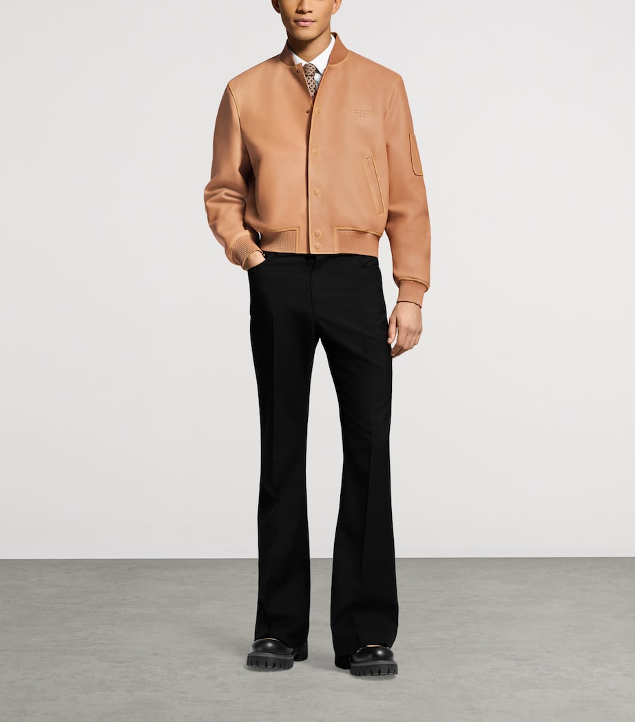 Leather Varsity Jacket NATURAL BEIGE Image 4