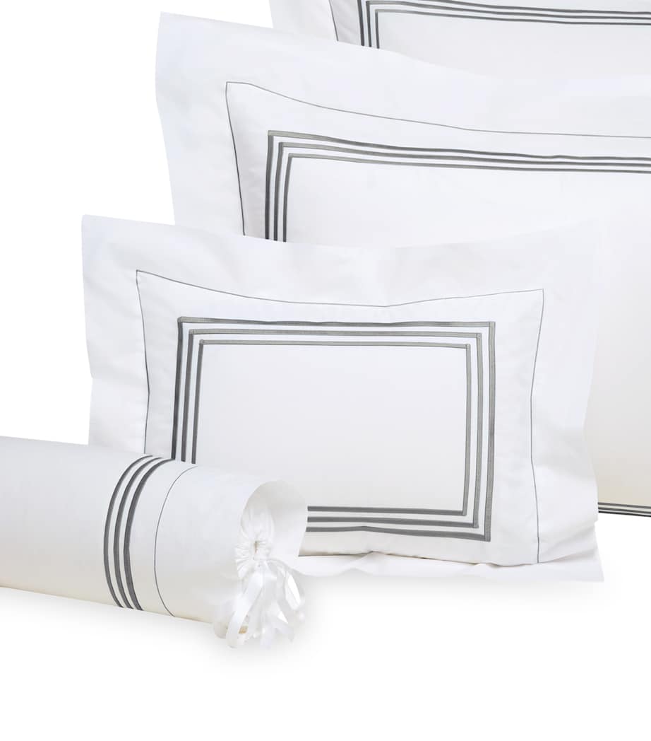 Tre Righe Square Oxford Pillowcase (65cm x 65cm) WHT/CHARCOAL Image 2