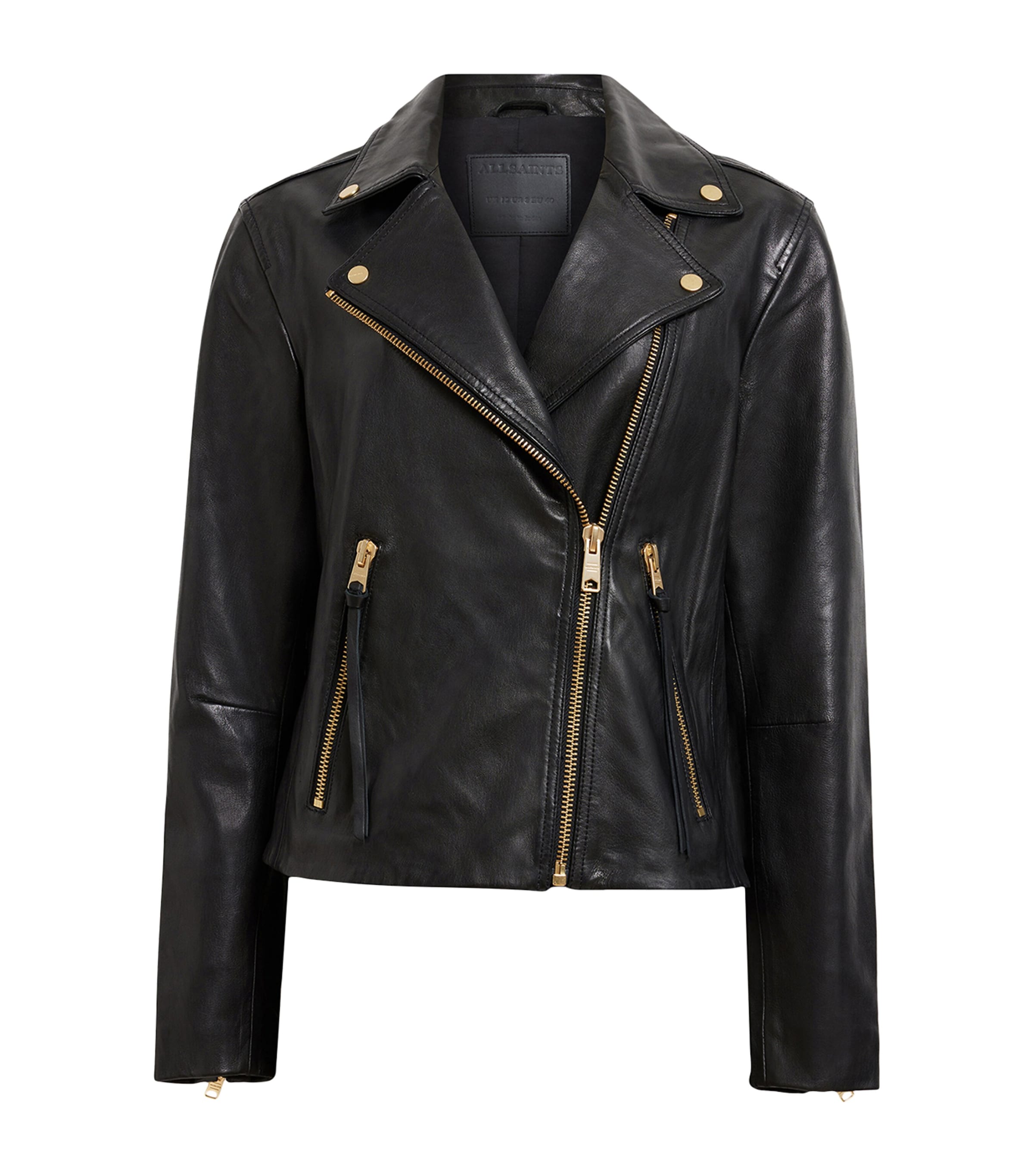 Leather Dalby Biker Jacket BLACK/GOLD Image 1