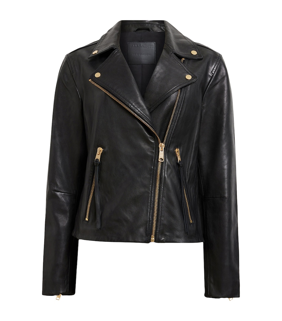 Leather Dalby Biker Jacket BLACK/GOLD Image 1
