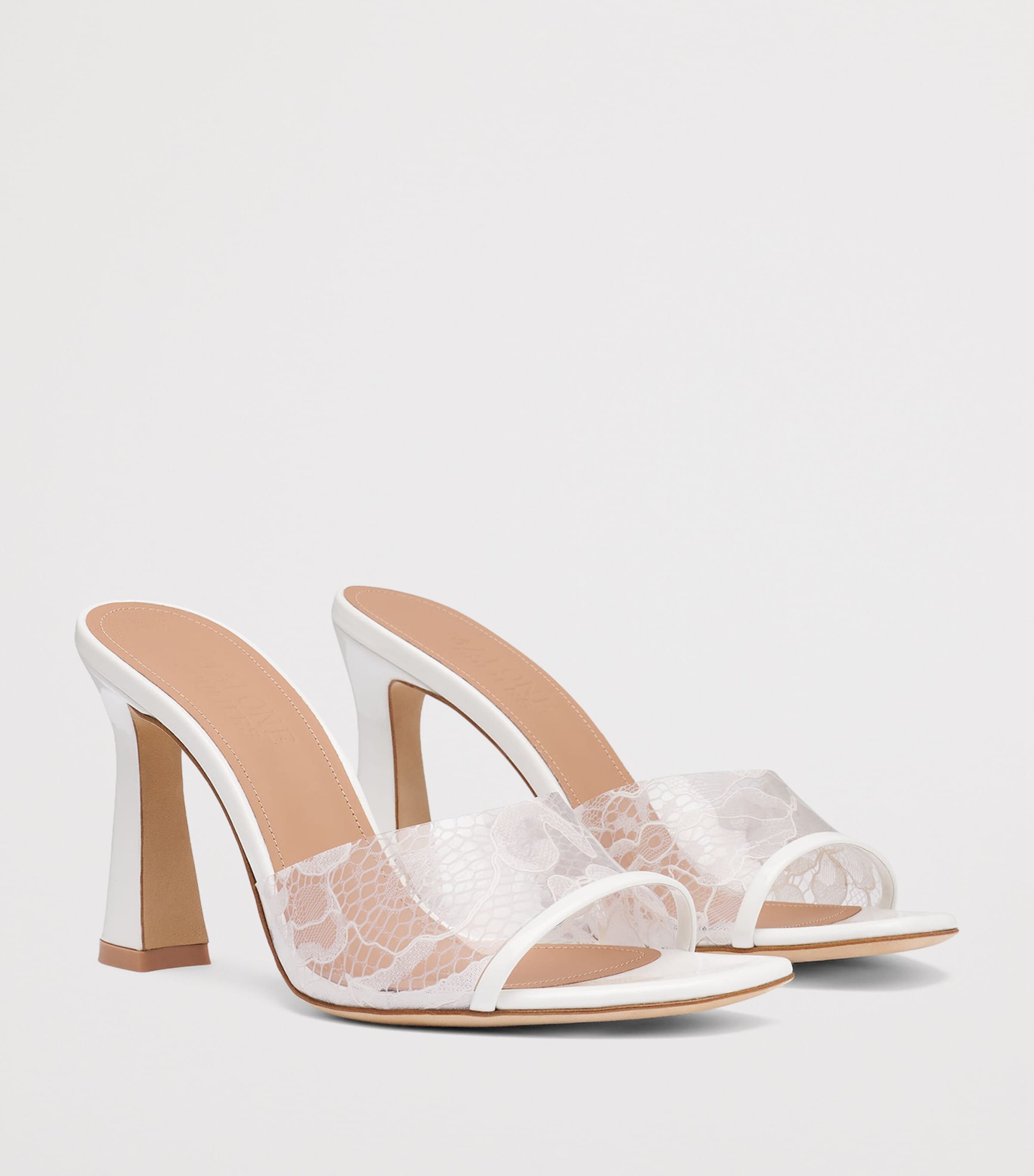 Malone Souliers PVC Lace Roxanne Heeled Sandals 90 White Image 3