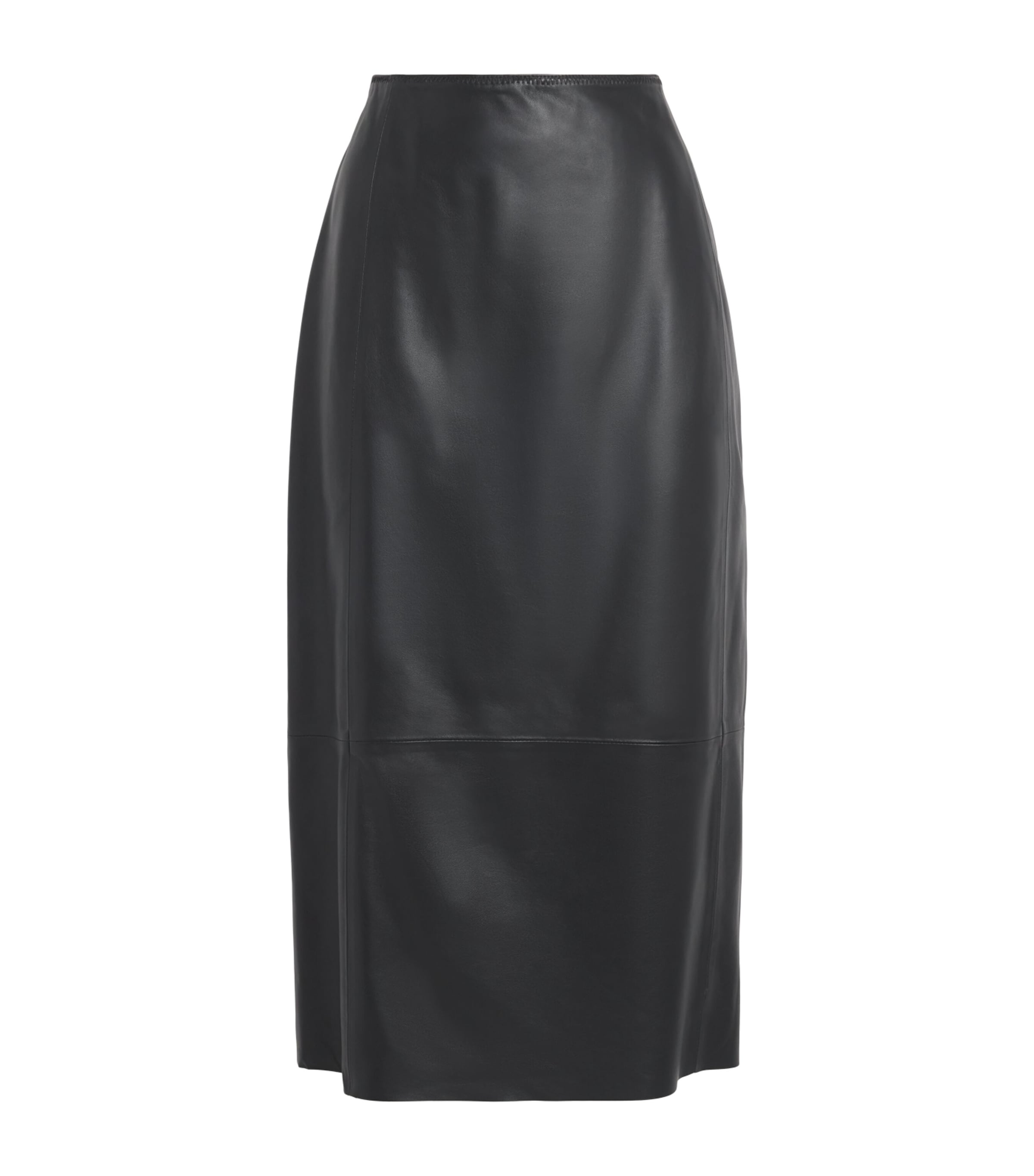 Vince Womens Lambskin Midi Skirt Black Image 1
