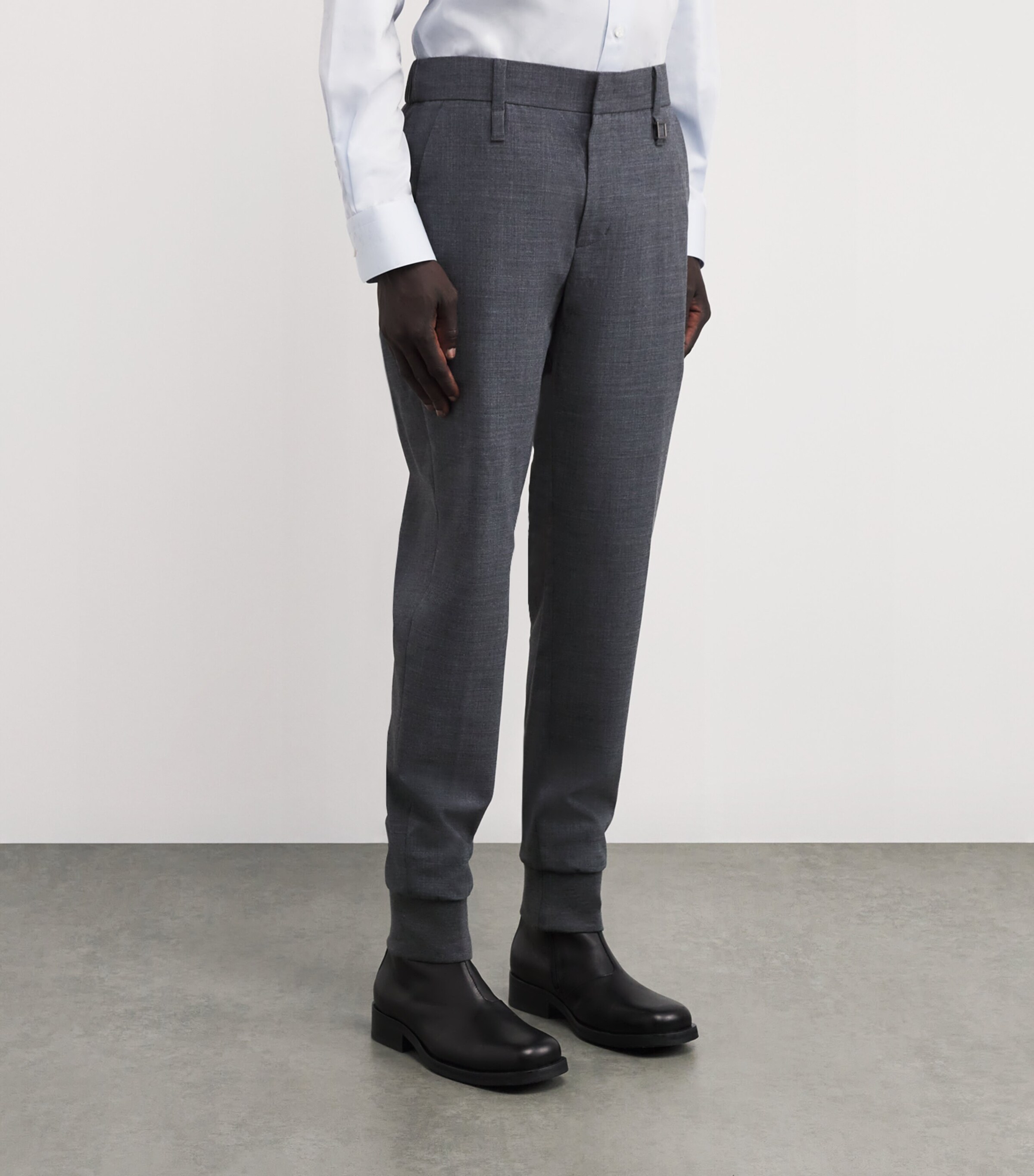 Wooyoungmi Mens Cuffed Trousers Grey Image 3