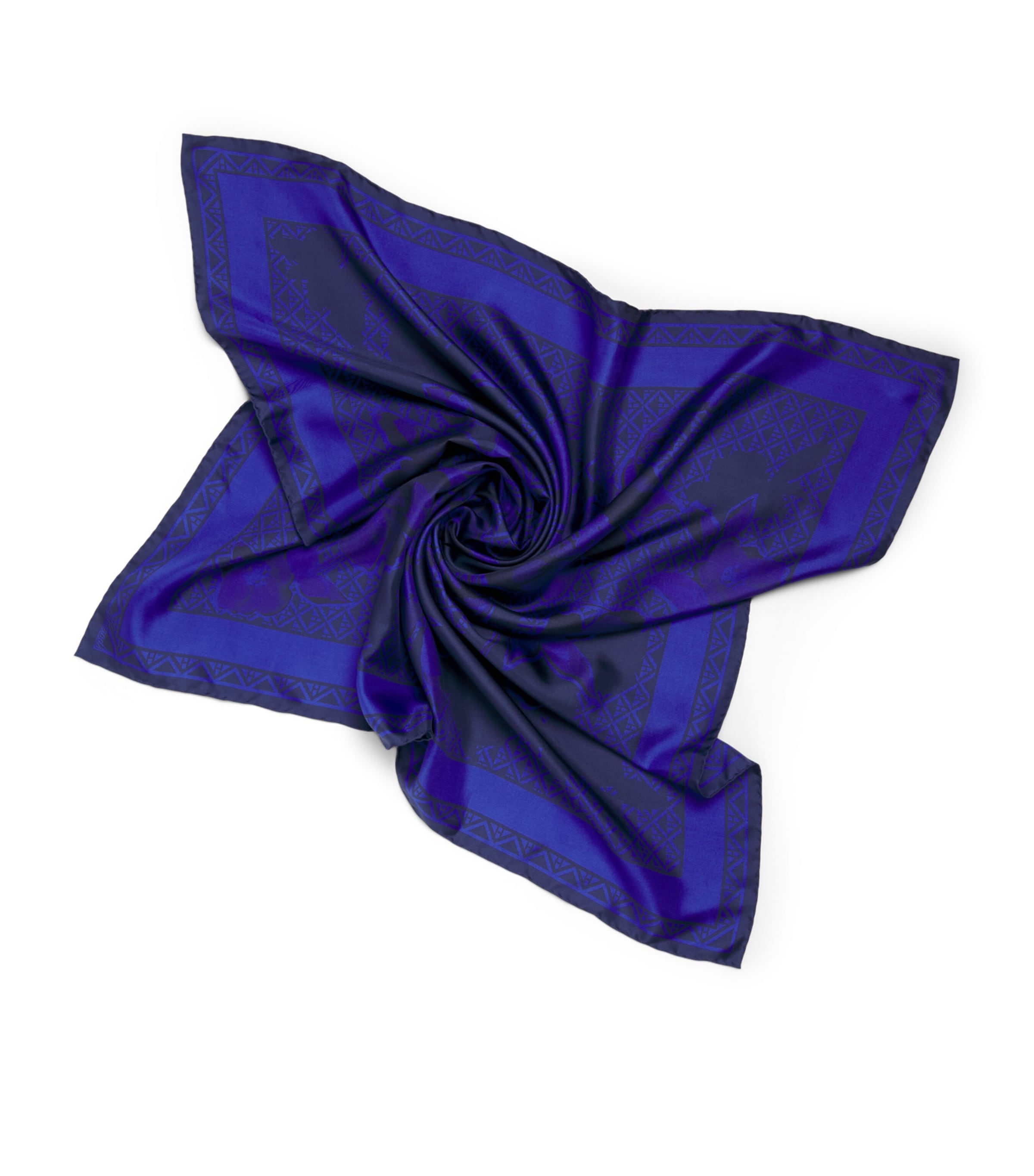 Harrods Silk Shadow Floral Scarf Blue Image 1