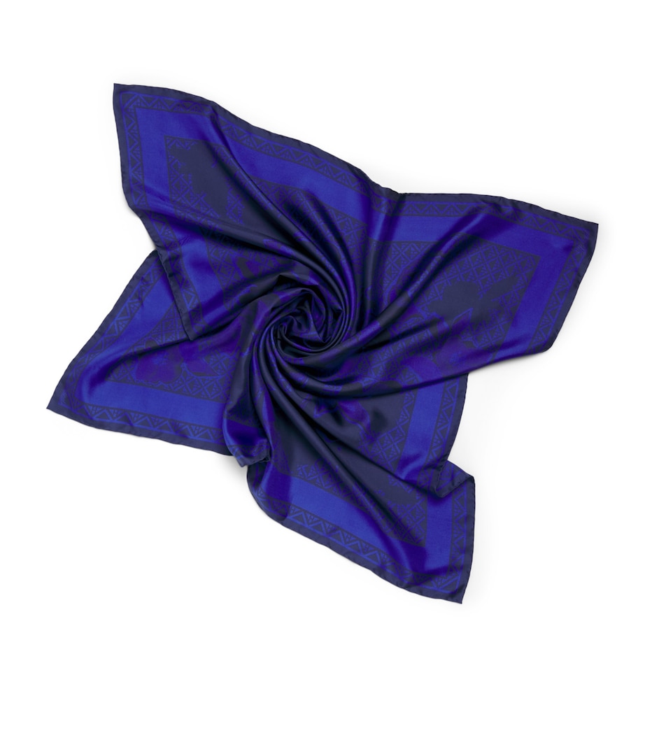 Harrods Silk Shadow Floral Scarf Blue Image 1