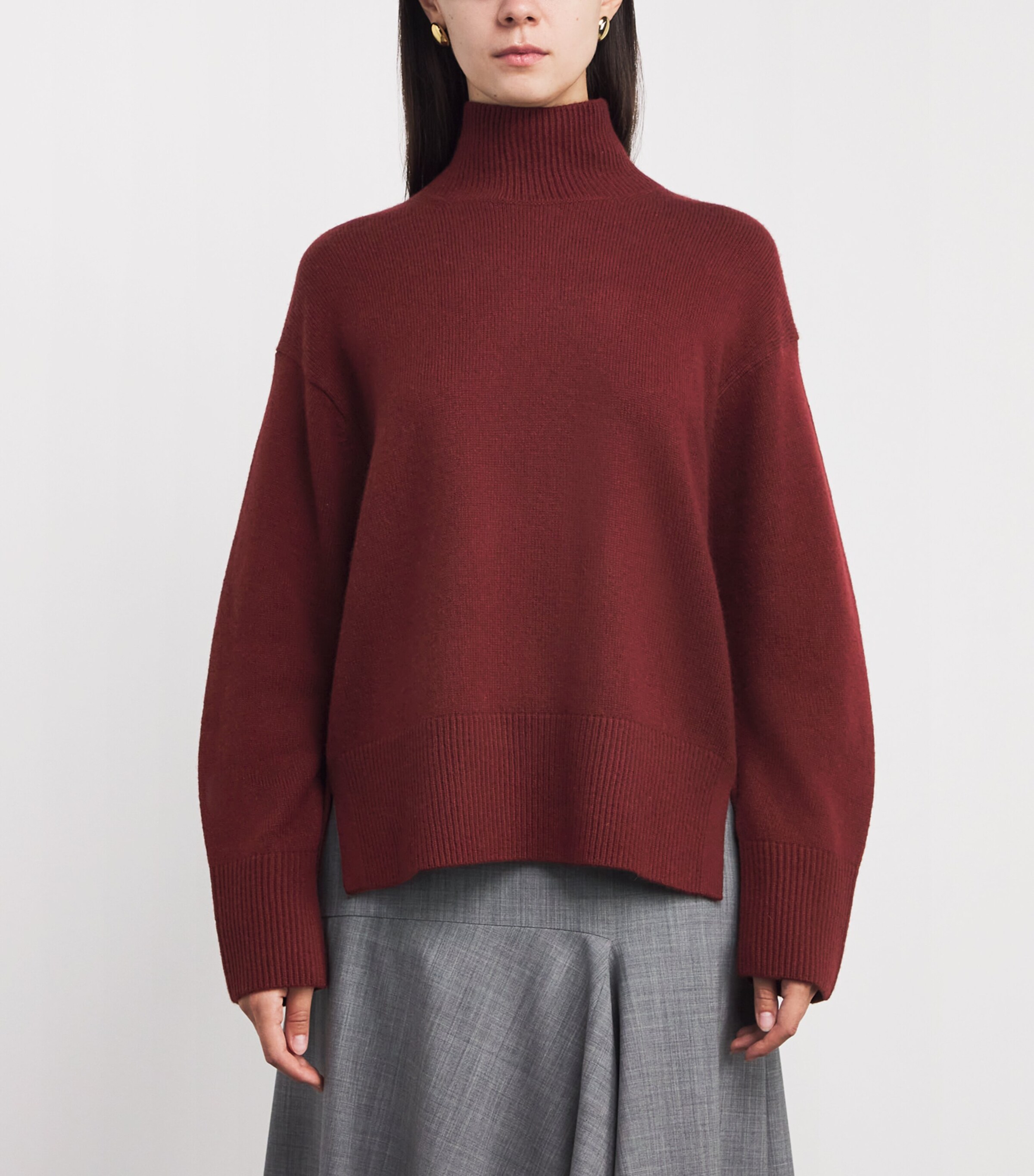 Vince Womens Wool-Cashmere Rollneck Sweater Bordeaux Image 3