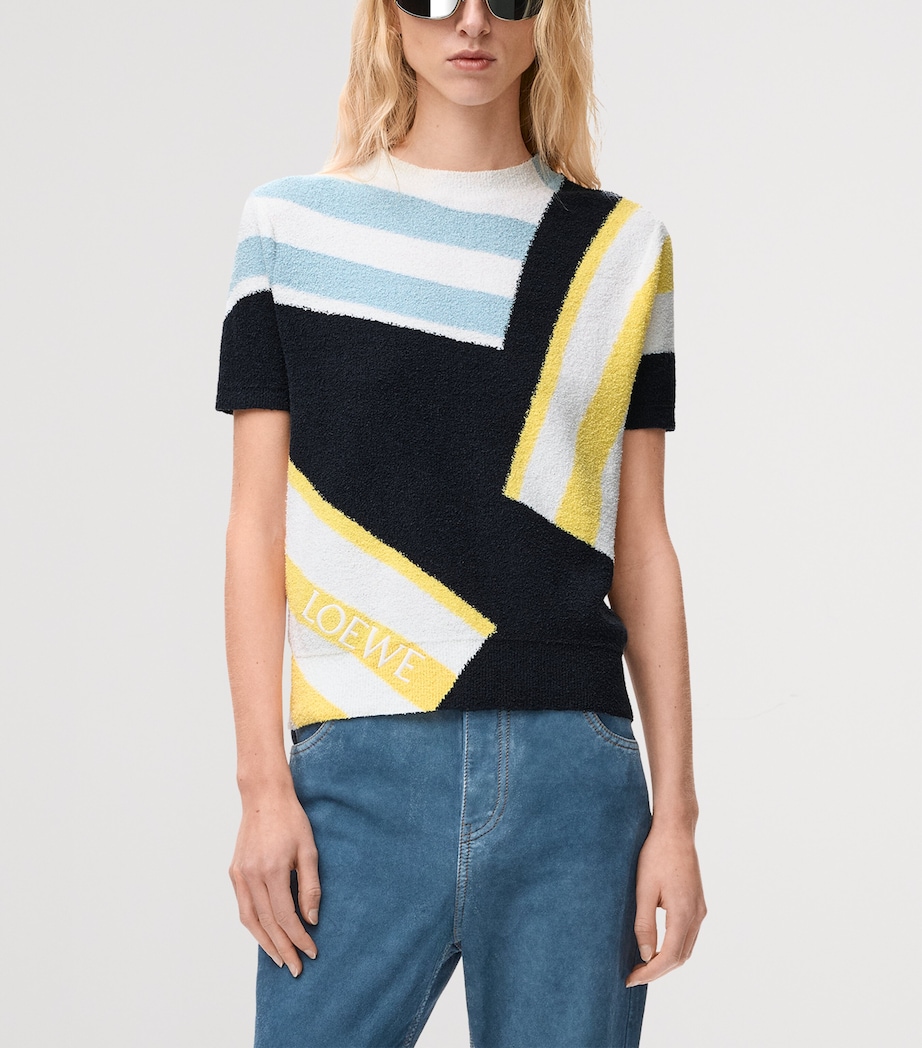 LOEWE Womens Geometric Short-Sleeve Sweater Blue/multicolor Image 3