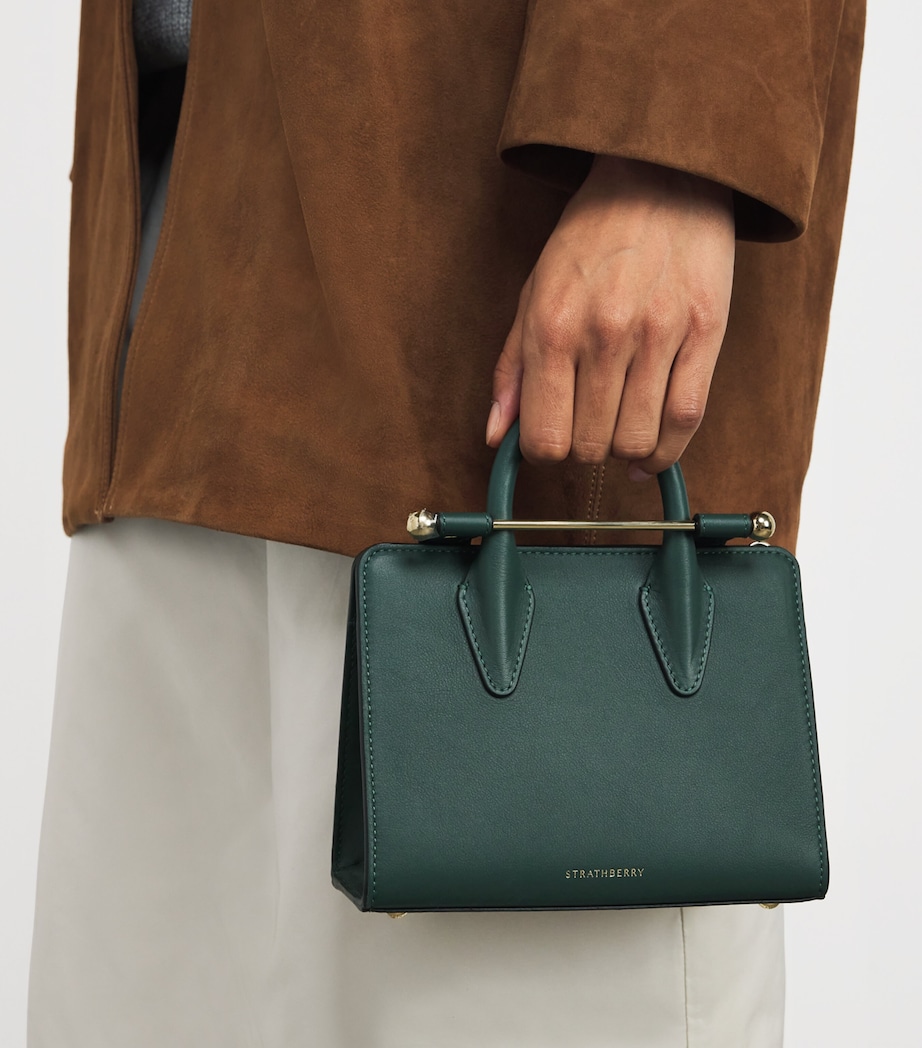 Leather Nano Tote Bag BOTTLE GREEN Image 2