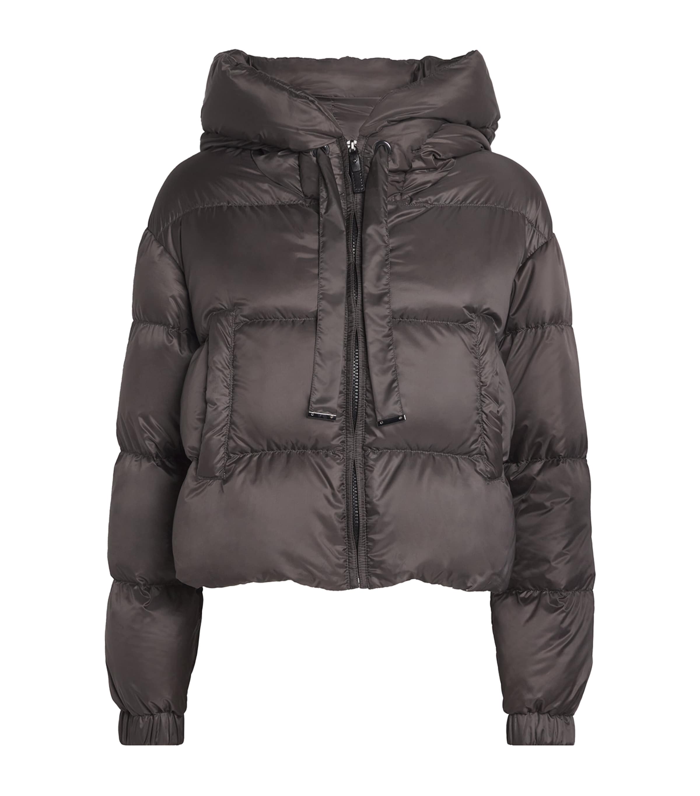 Max Mara Water-repellent Down Cropped Puffer Jacket In Brown