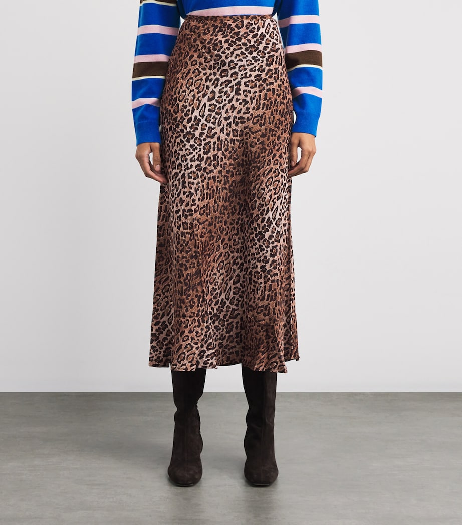 Silk Leopard Kelly Midi Skirt LEOPARD BROWN Image 3