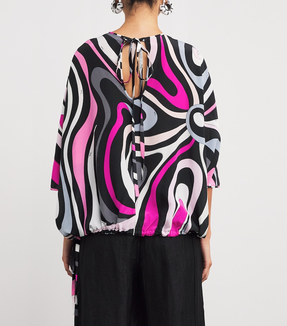 PUCCI Womens Silk Marmo Print Blouse Nero/fuxia Image 4