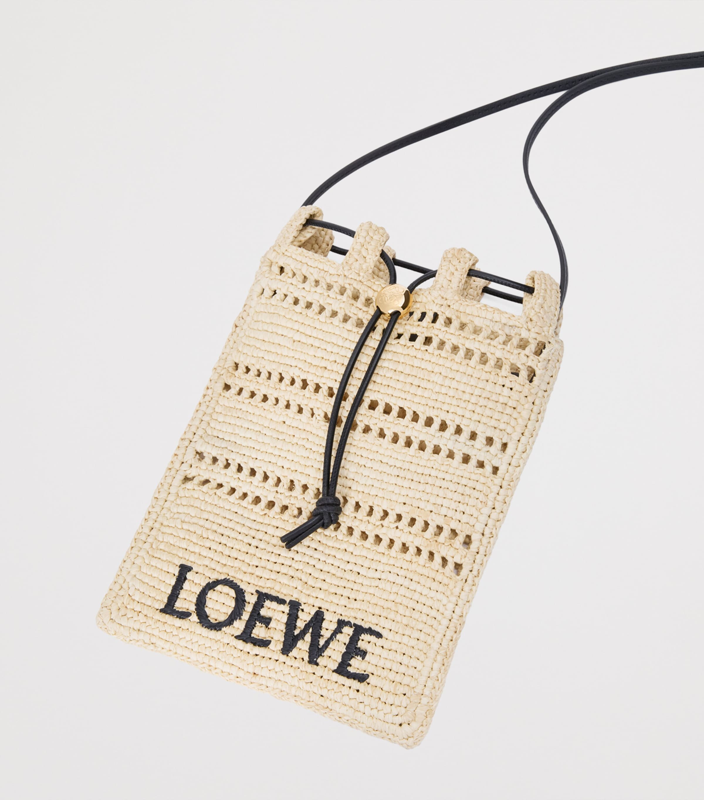 LOEWE Beige x Paula's Ibiza Raffia Drawstring Pocket Bag | Harrods US